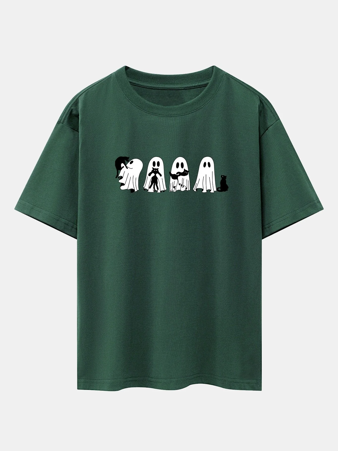 Baldomero® | Black Cat Ghost Print Drop Shoulder Oversize T-Shirt - Image 9
