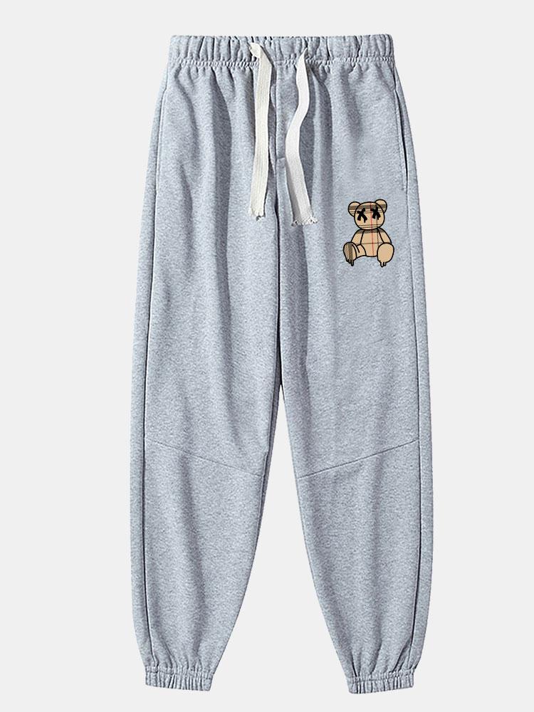 Baldovino® | Plaid Pattern Dissolving Bear Print Cotton Blend Jogger Pants - Image 4