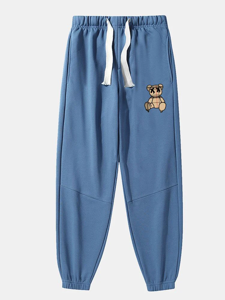 Baldovino® | Plaid Pattern Dissolving Bear Print Cotton Blend Jogger Pants - Image 7