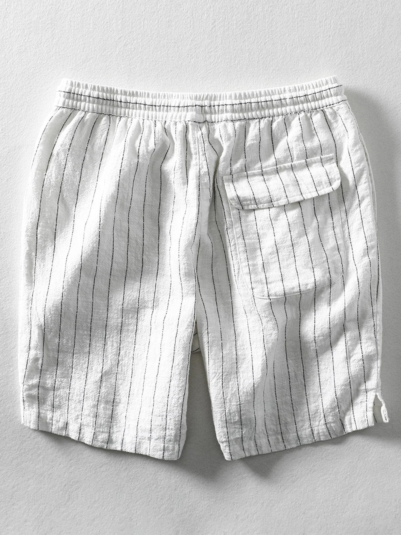 Barath® | Linen Cotton Blend Drawstring Striped Shorts - Image 6