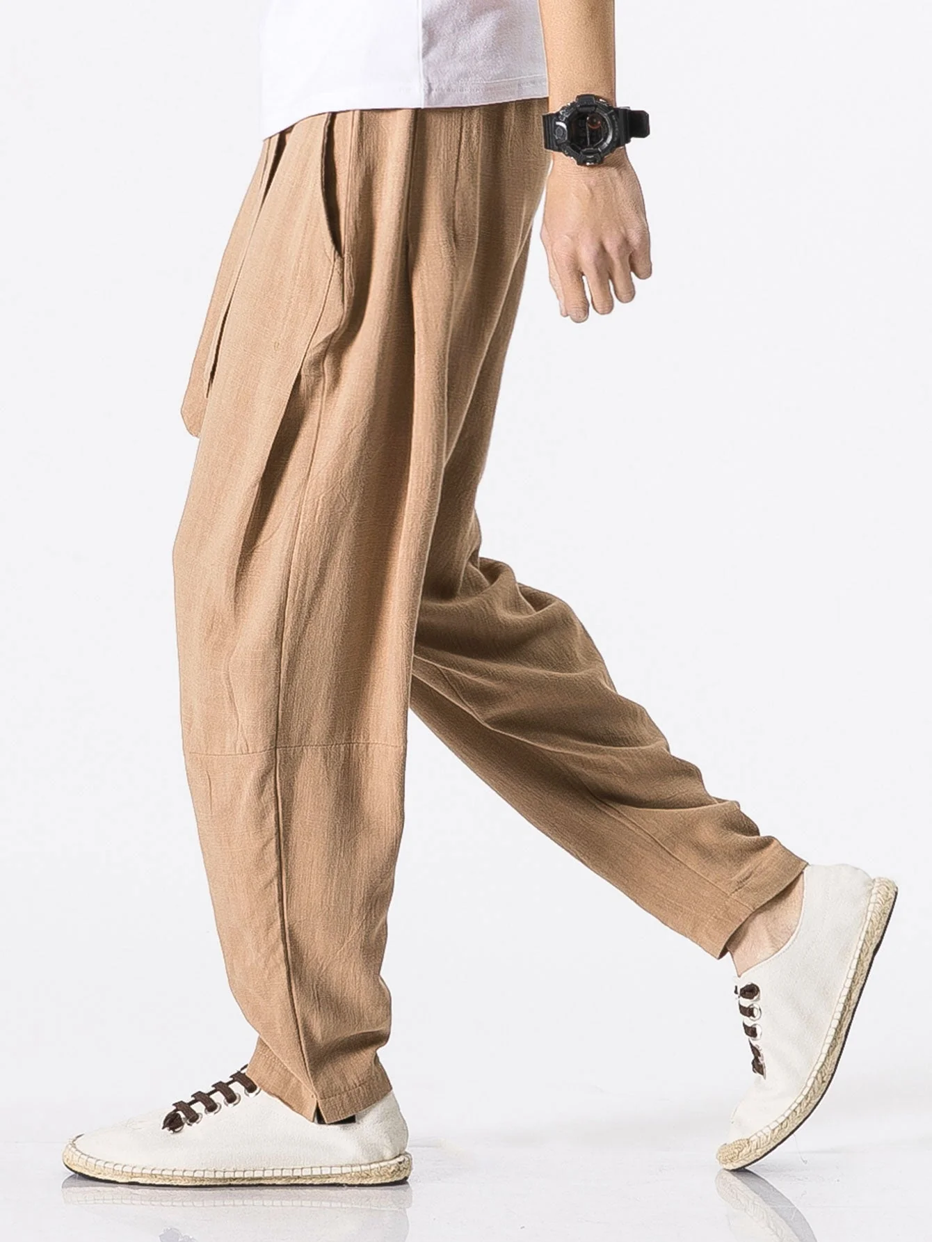 Barde® | Detachable Belt Relax Fit Linen And Cotton Blend Harem Pants - Image 2