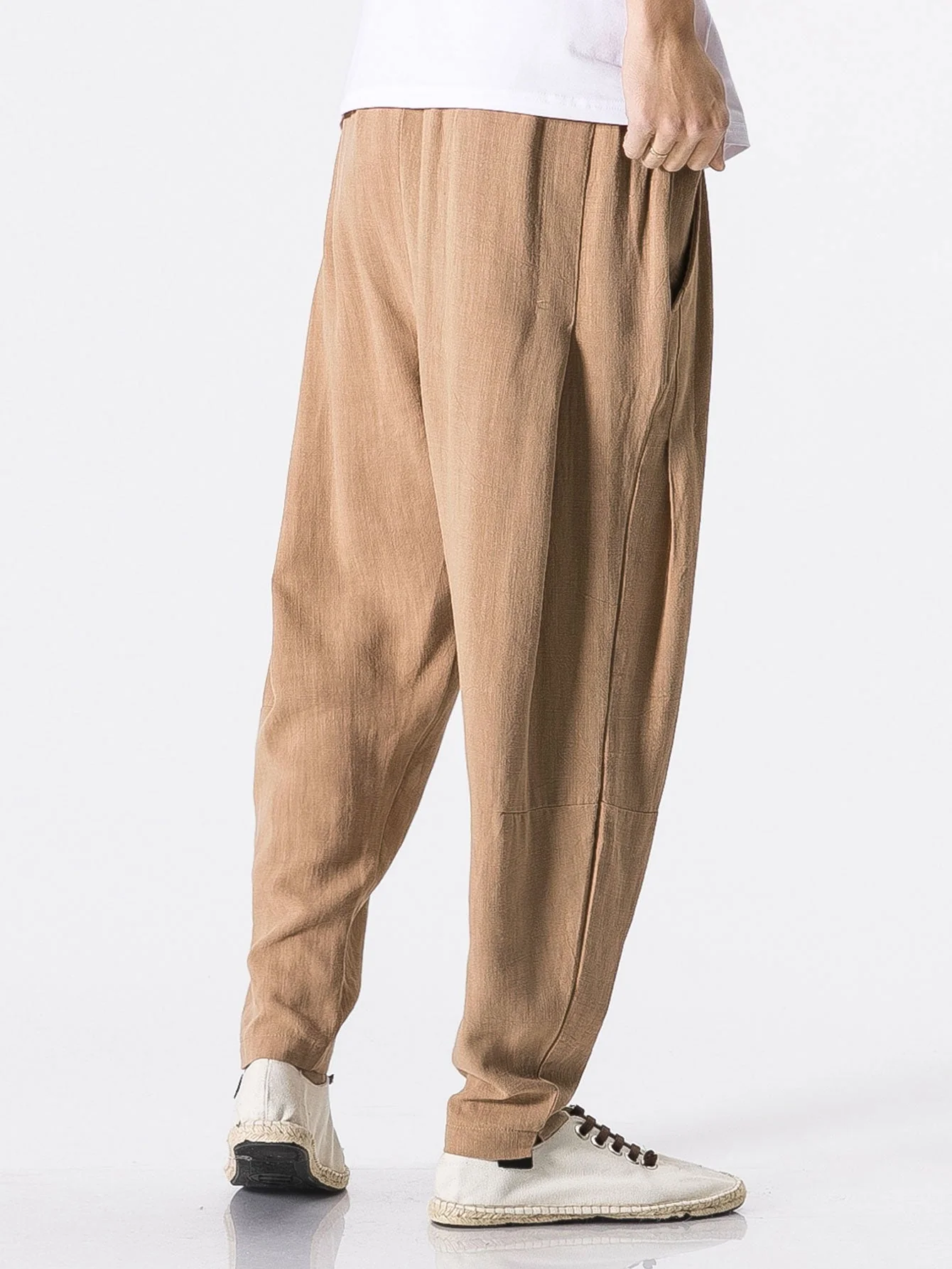 Barde® | Detachable Belt Relax Fit Linen And Cotton Blend Harem Pants - Image 5