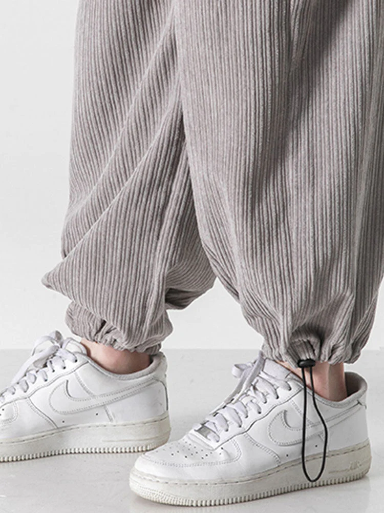 Bareed® | Relaxed Fit Drawcord Hem Corduroy Cargo Pants - Image 12