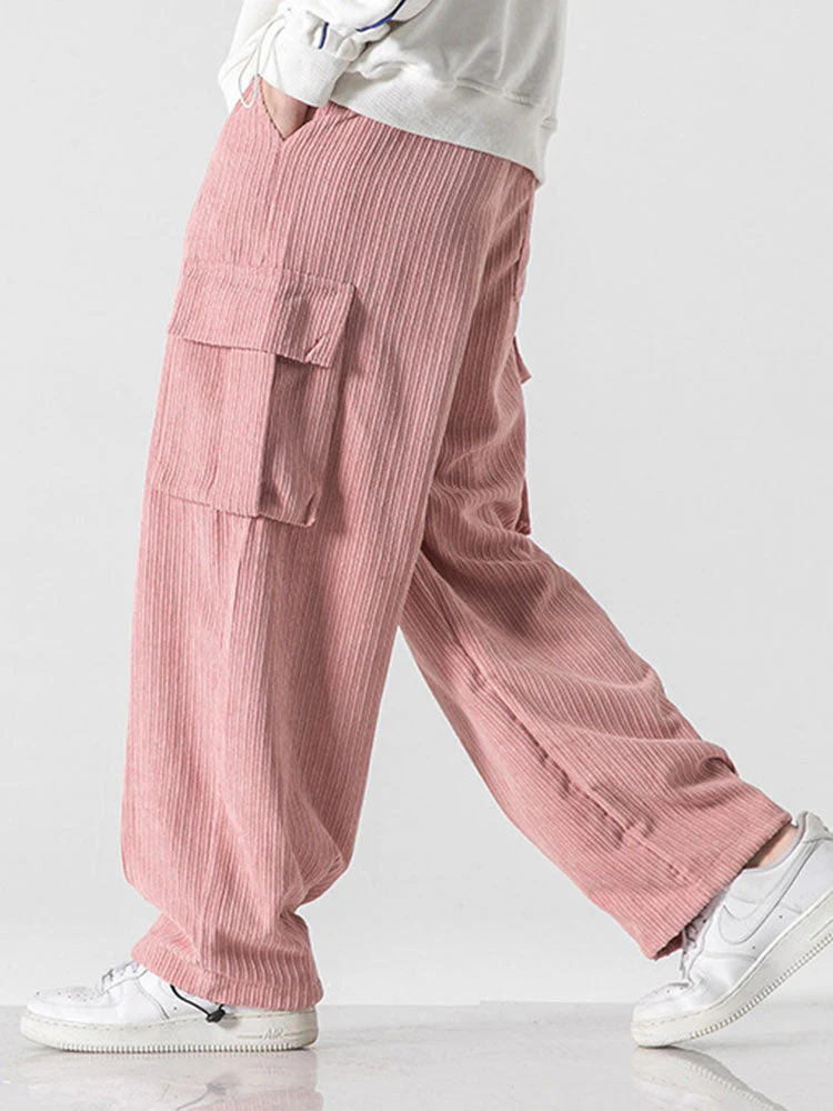 Bareed® | Relaxed Fit Drawcord Hem Corduroy Cargo Pants - Image 8