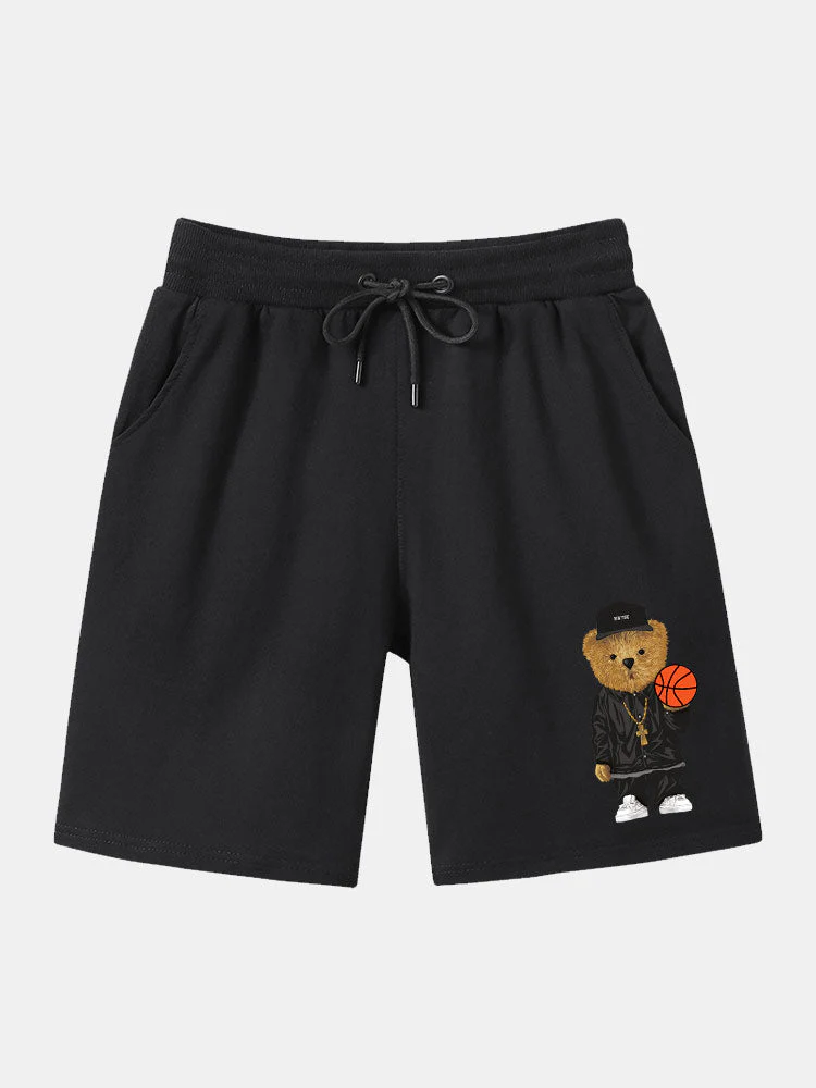 BarkĀ® | Basketball Bear Print Mid Length Shorts