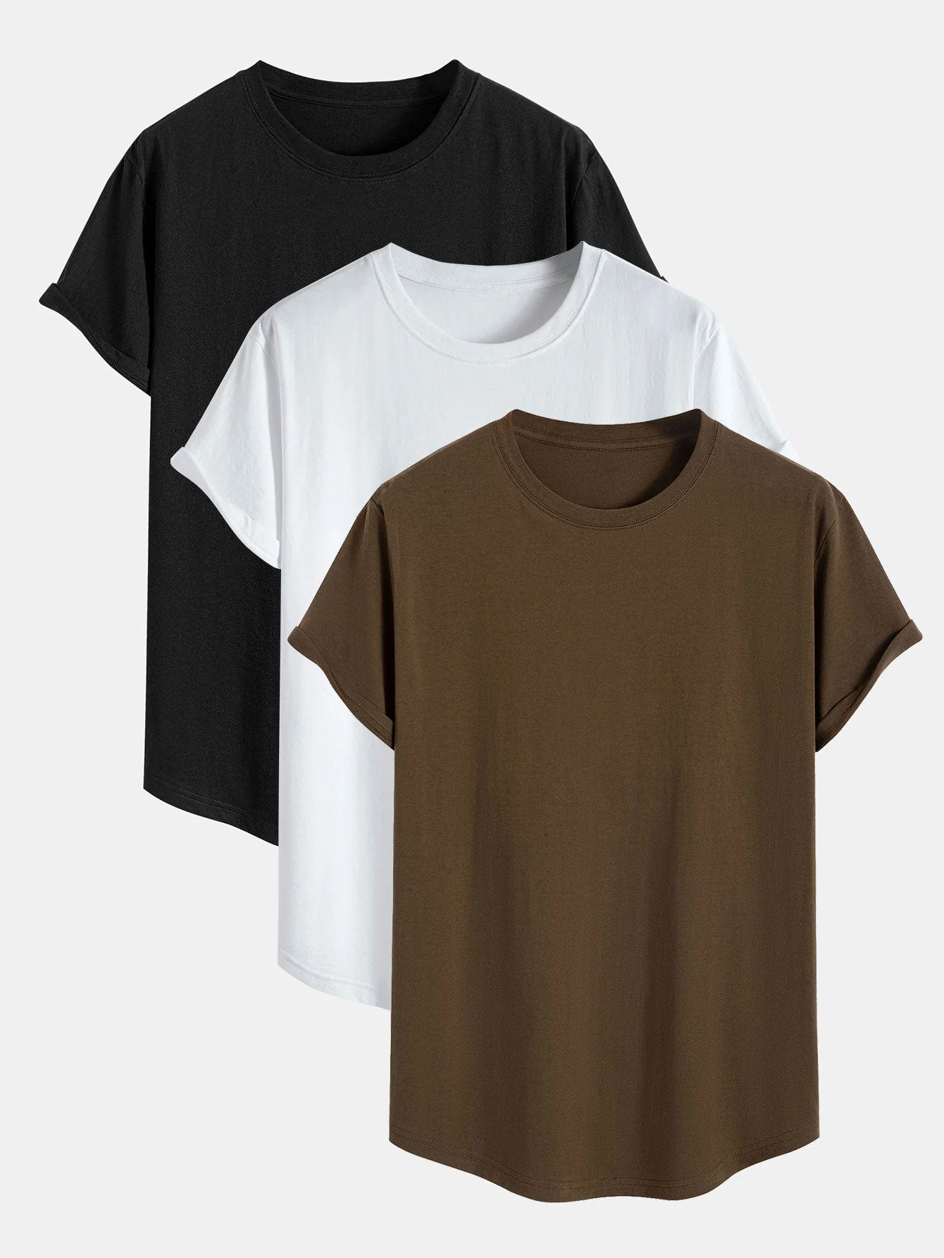Barnaby® | 3 Pieces Basic Cotton Arc Hem T-Shirts - Image 3