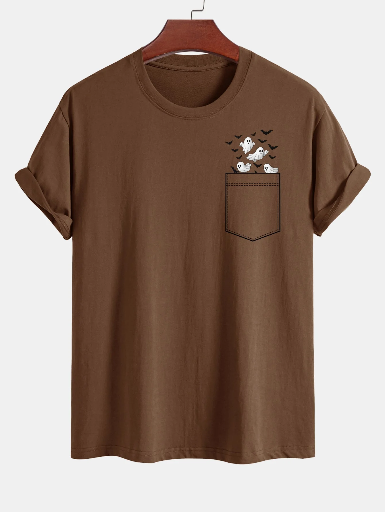 Barnaby® | Regular Fit Pocket Bat Ghost Print Cotton T-Shirt - Image 12