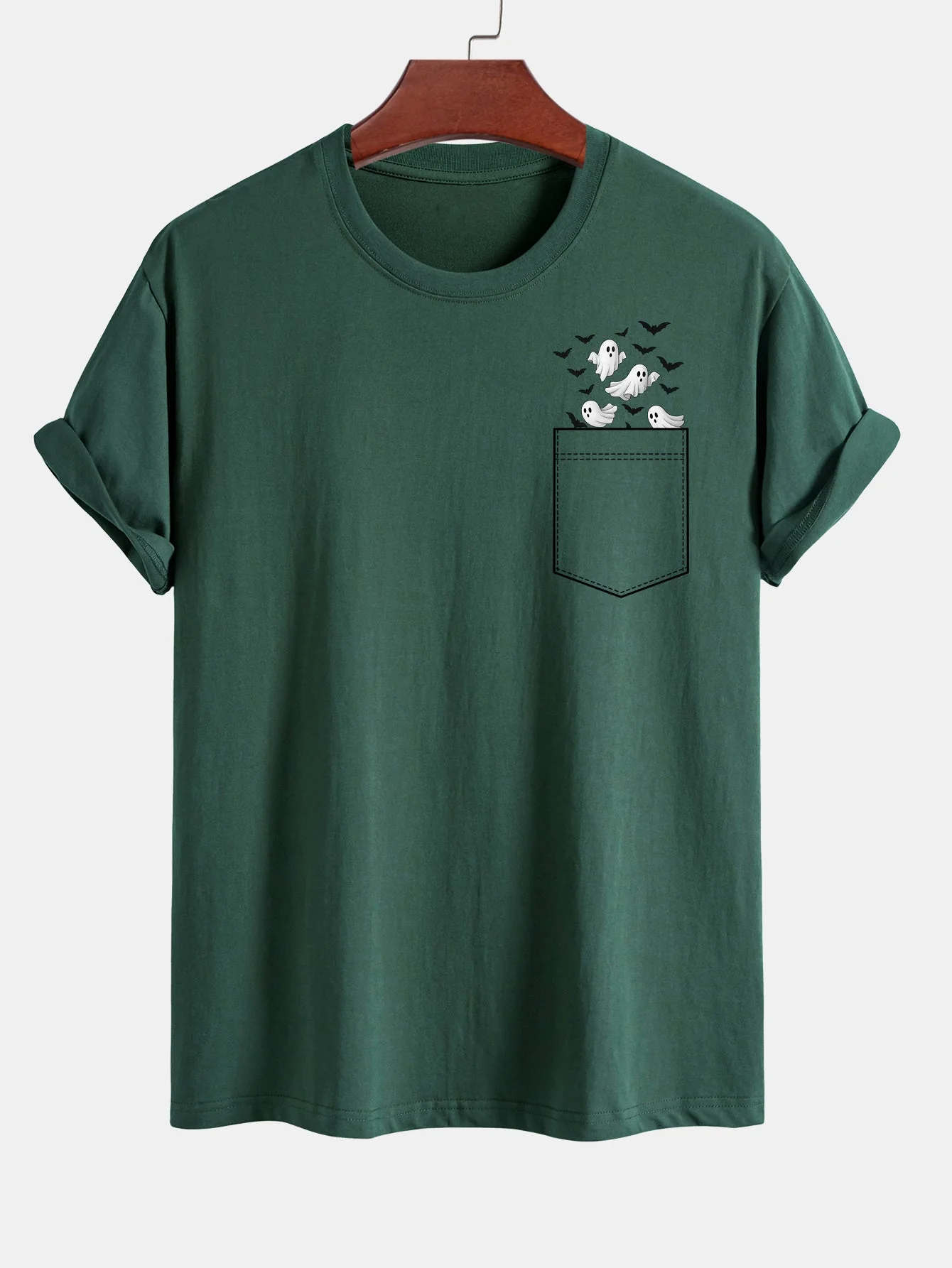 Barnaby® | Regular Fit Pocket Bat Ghost Print Cotton T-Shirt - Image 14