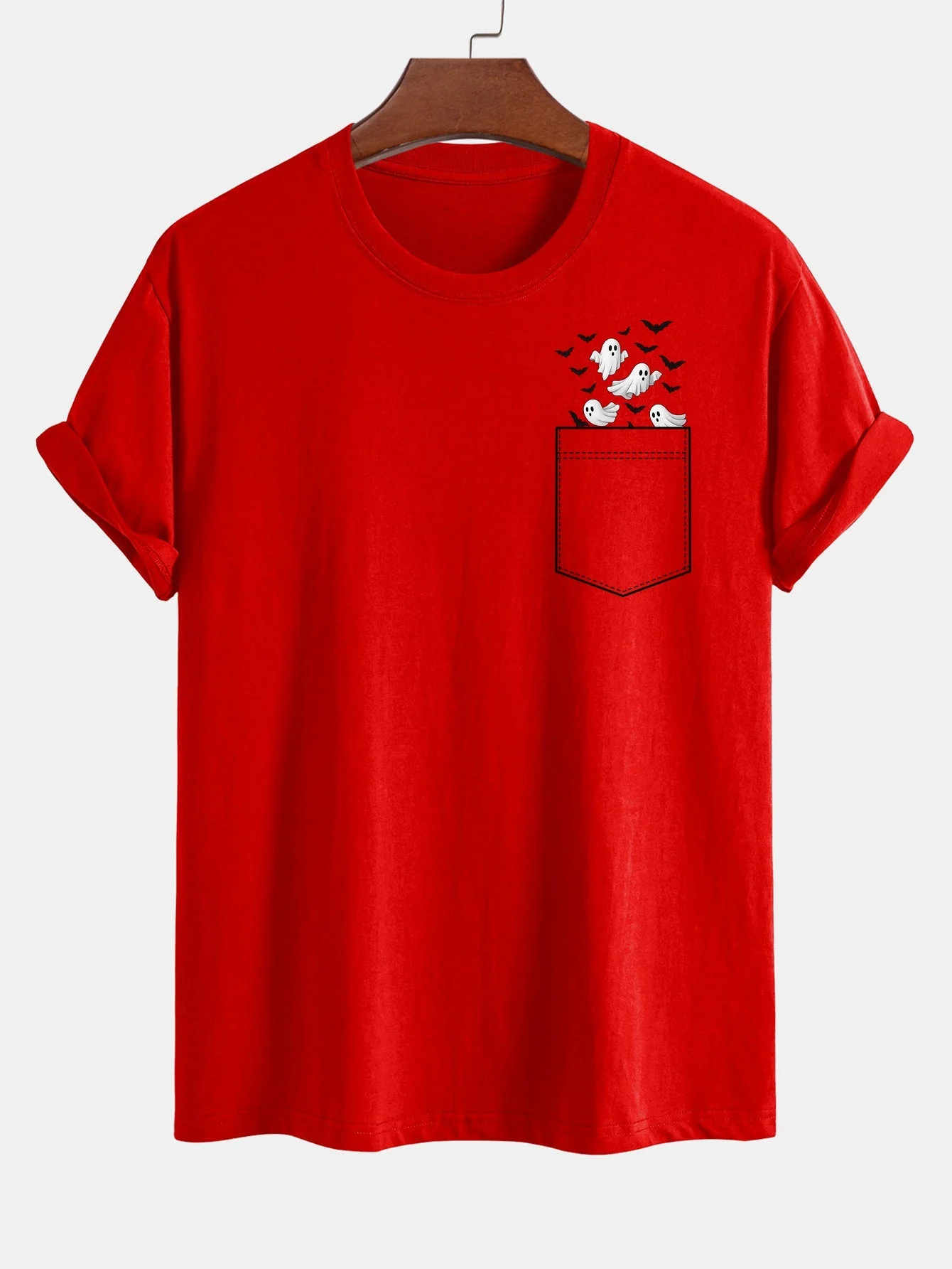 Barnaby® | Regular Fit Pocket Bat Ghost Print Cotton T-Shirt - Image 3