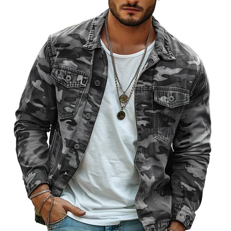 Barrow® | Men's Camouflage Canvas Retro Wear Lapel Jacket 18911497X - Image 5