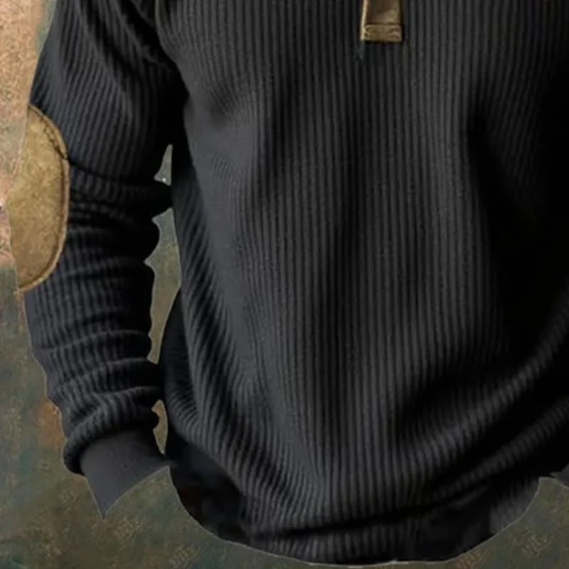 Barry® | Men's Casual Colorblock Henley Collar Long Sleeve Sweatshirt 97391370Y - Image 3