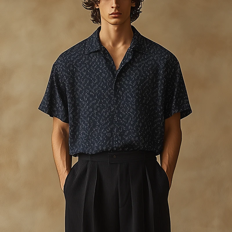 Barry | Men'S Summer Fashion Printed Polyester Blended Short Sleeve Shirt - Image 2