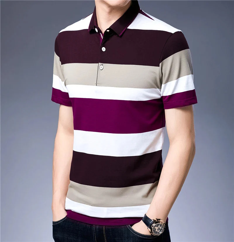 Bartholomew® | Striped Breathable Men's Polo - Image 4