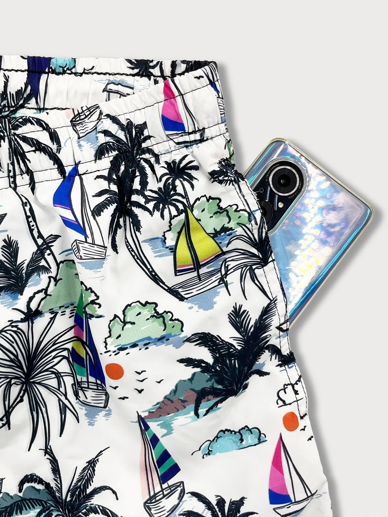 Bartolomé® | Linen Rayon Blend Button Up Shirt & Palm Tree Sailboat Print Swim Shorts - Image 14