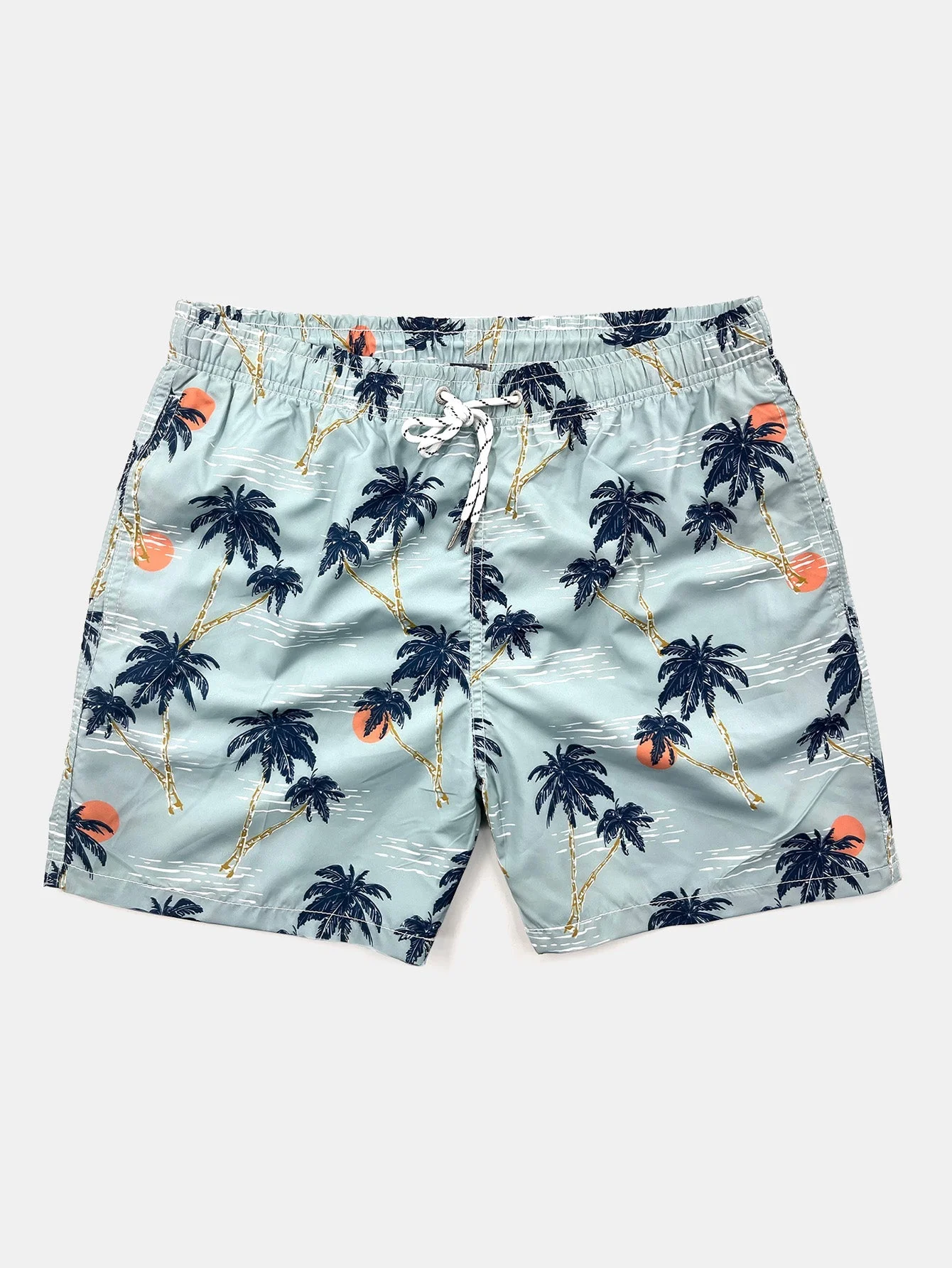 Basilio® | Linen Rayon Blend Button Up Shirt & Palm Tree Sunset Print Swim Shorts - Image 6