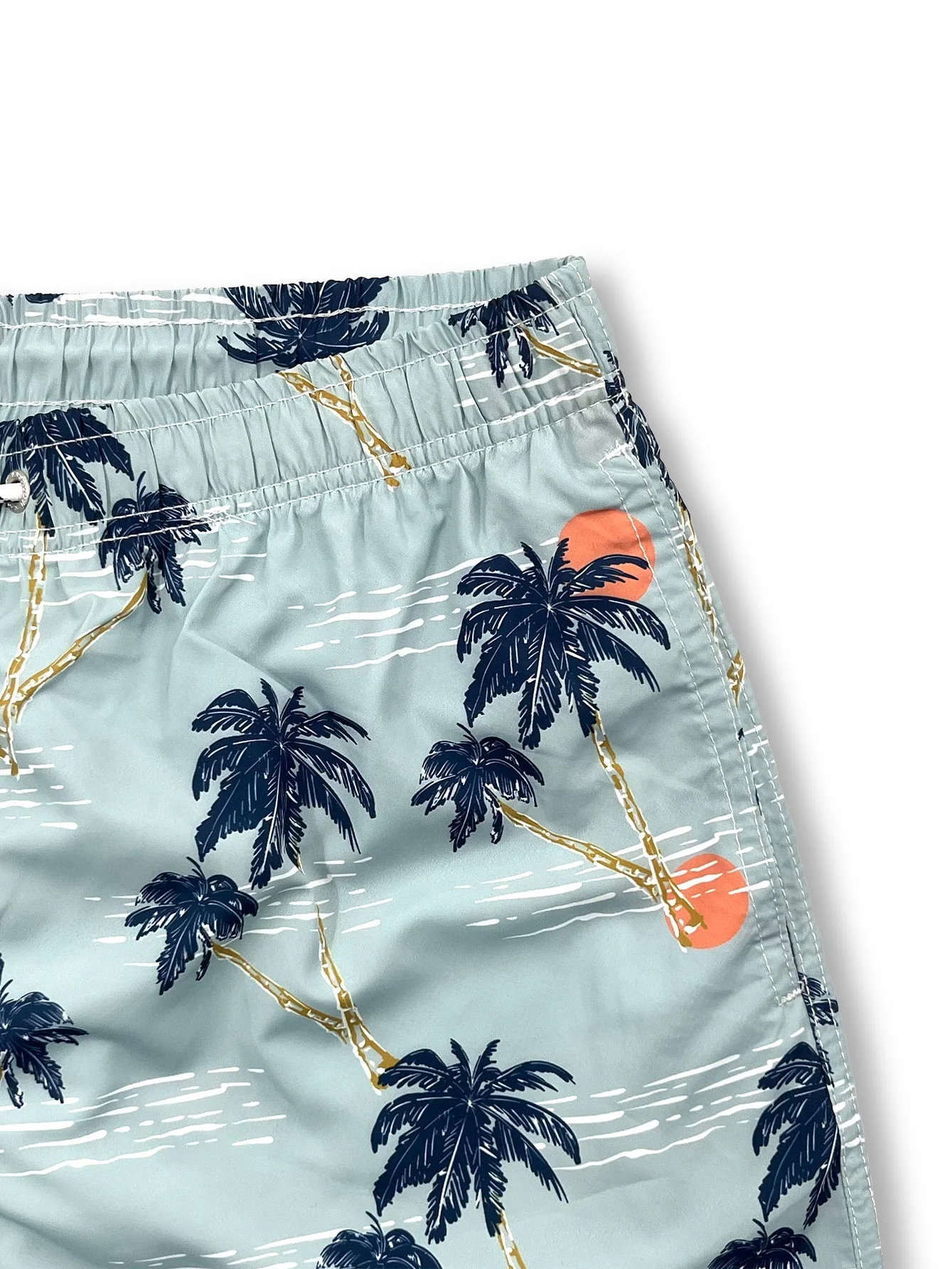 Basilio® | Linen Rayon Blend Button Up Shirt & Palm Tree Sunset Print Swim Shorts - Image 9