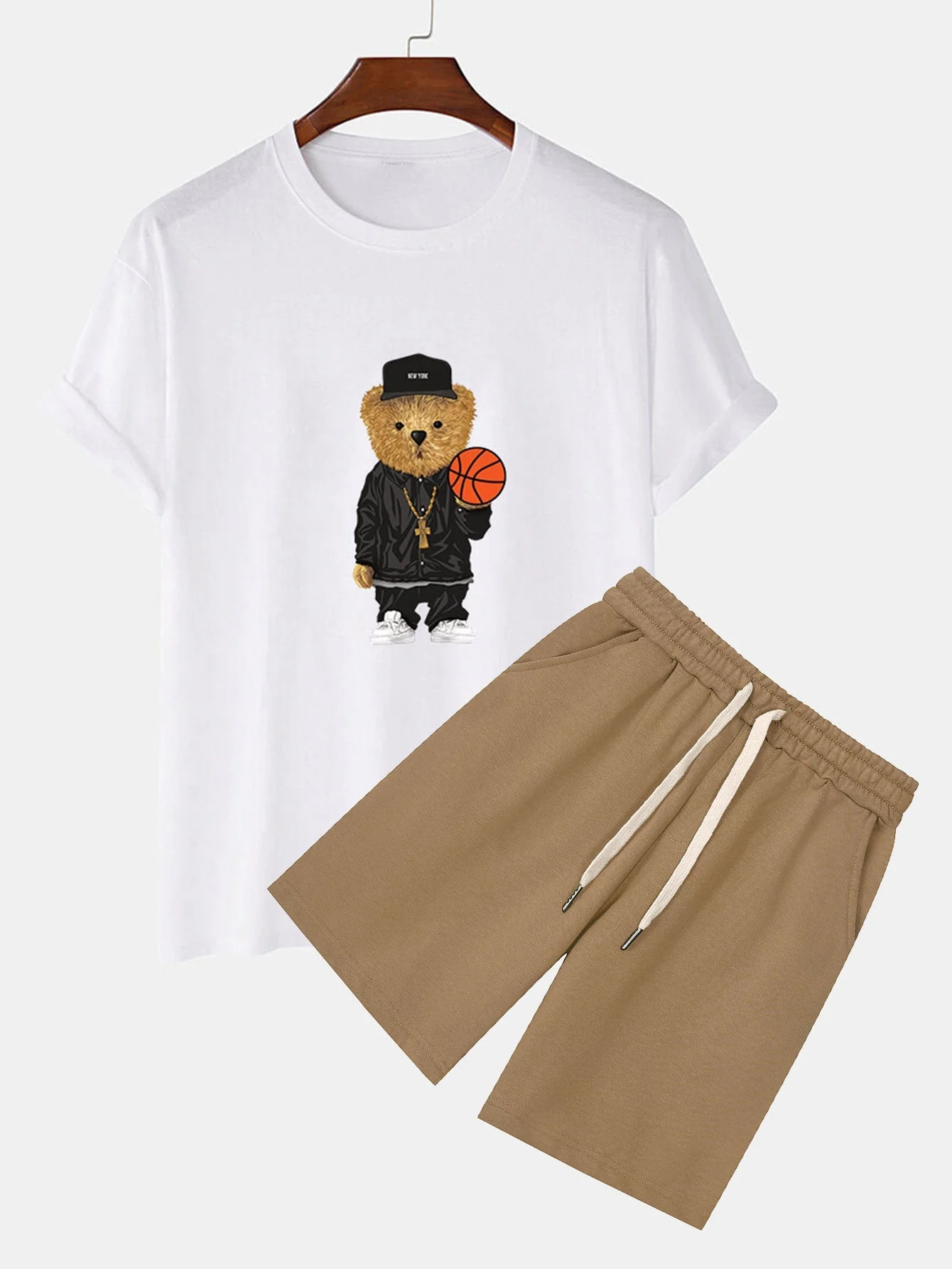 Beltrán® | Basketball Bear Print T-Shirt & Sweat Shorts - Image 2