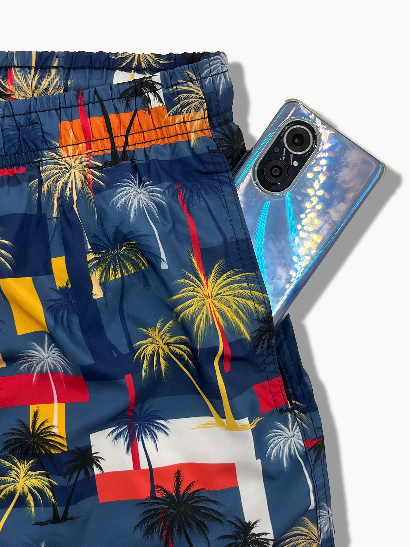 Beltrán® | Linen Rayon Blend Button Up Shirt & Palm Tree Color Block Print Swim Shorts - Image 10