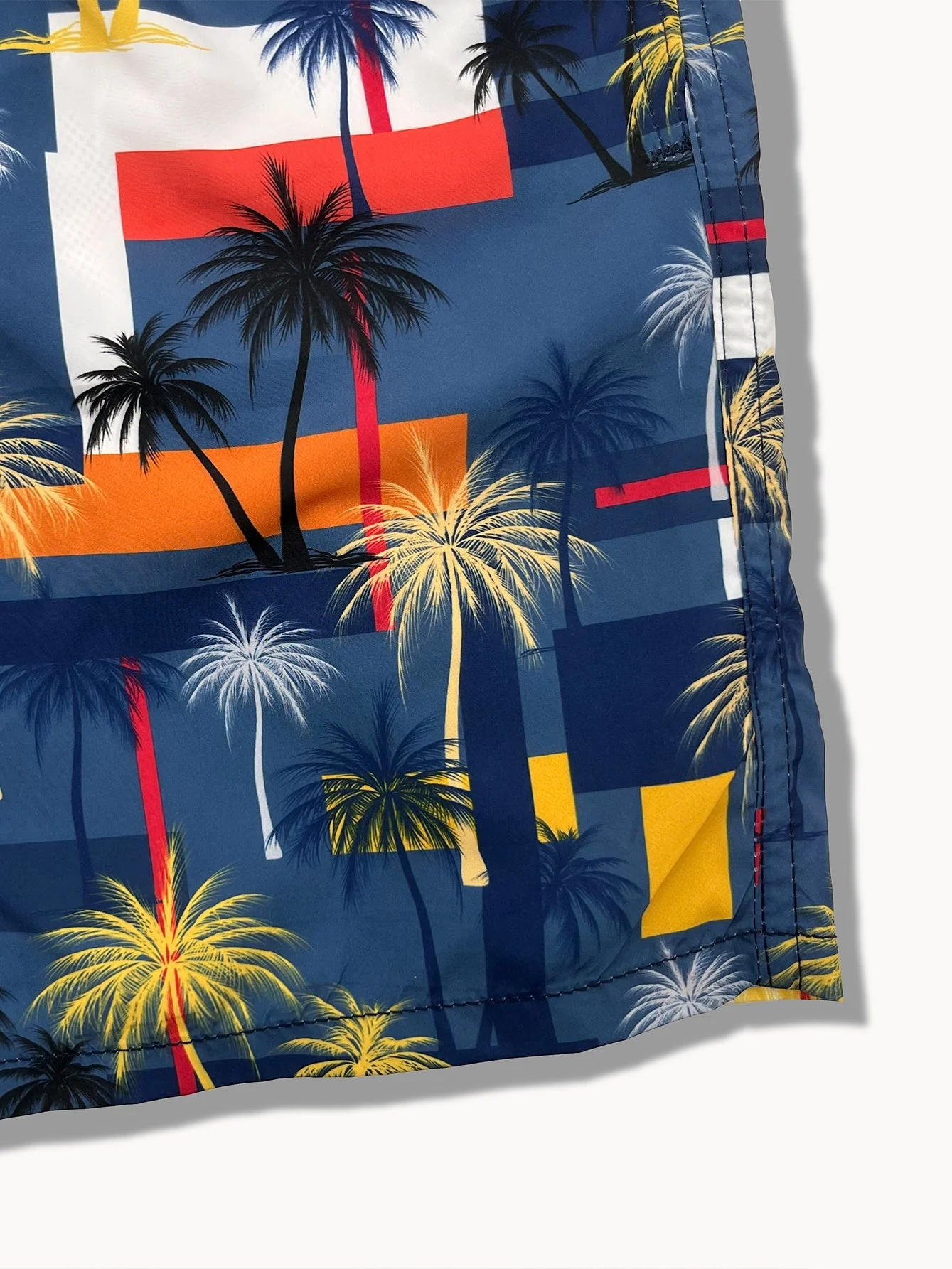 Beltrán® | Linen Rayon Blend Button Up Shirt & Palm Tree Color Block Print Swim Shorts - Image 11
