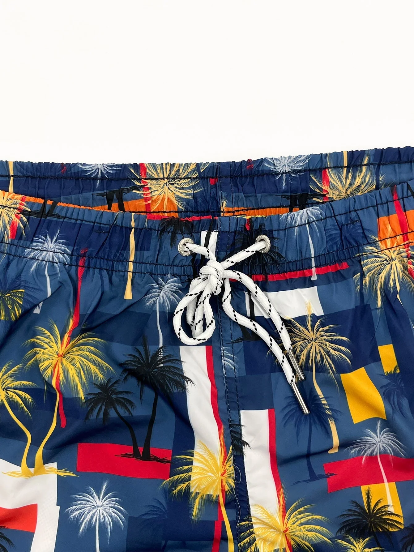 Beltrán® | Linen Rayon Blend Button Up Shirt & Palm Tree Color Block Print Swim Shorts - Image 9