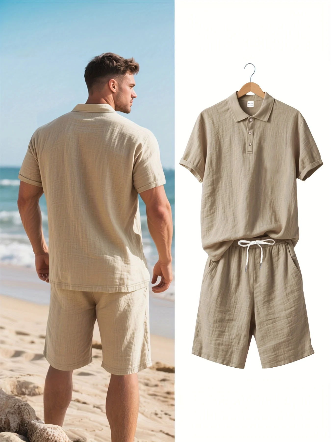 Beltran | Men's Linen Beach Set – Neutral Summer Look - Image 2