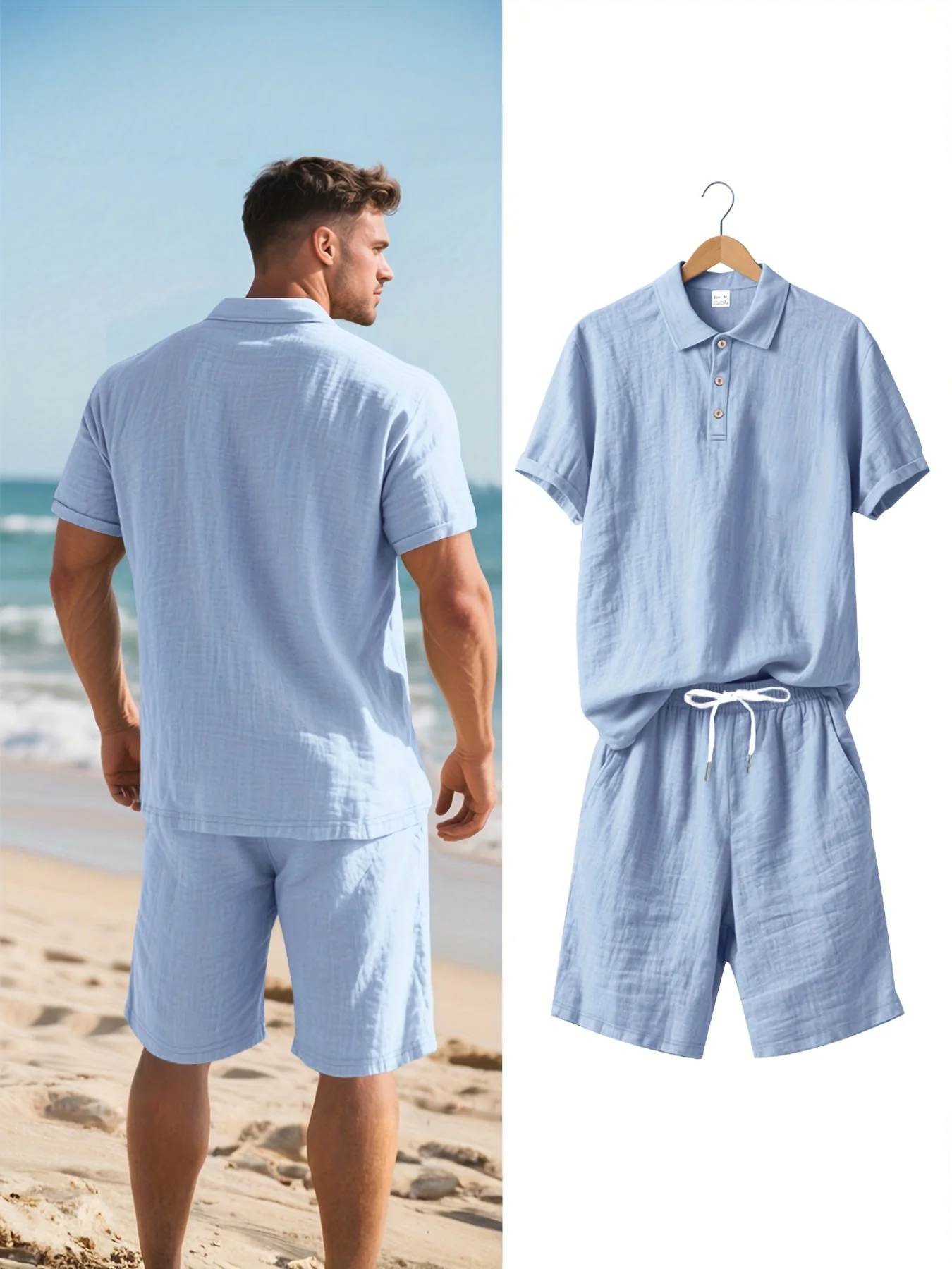 Beltran | Men's Linen Beach Set – Neutral Summer Look - Image 4
