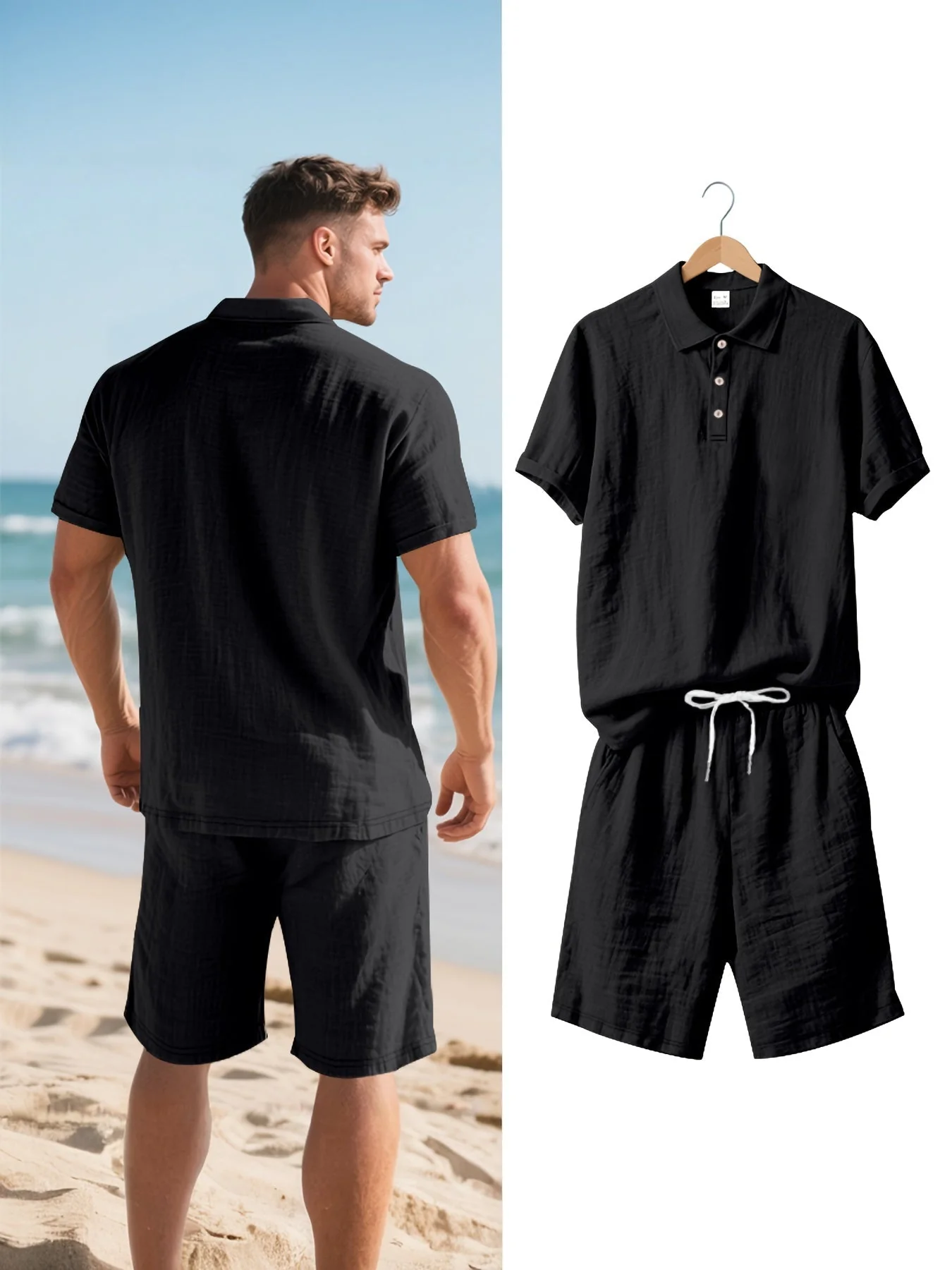 Beltran | Men's Linen Beach Set – Neutral Summer Look - Image 6
