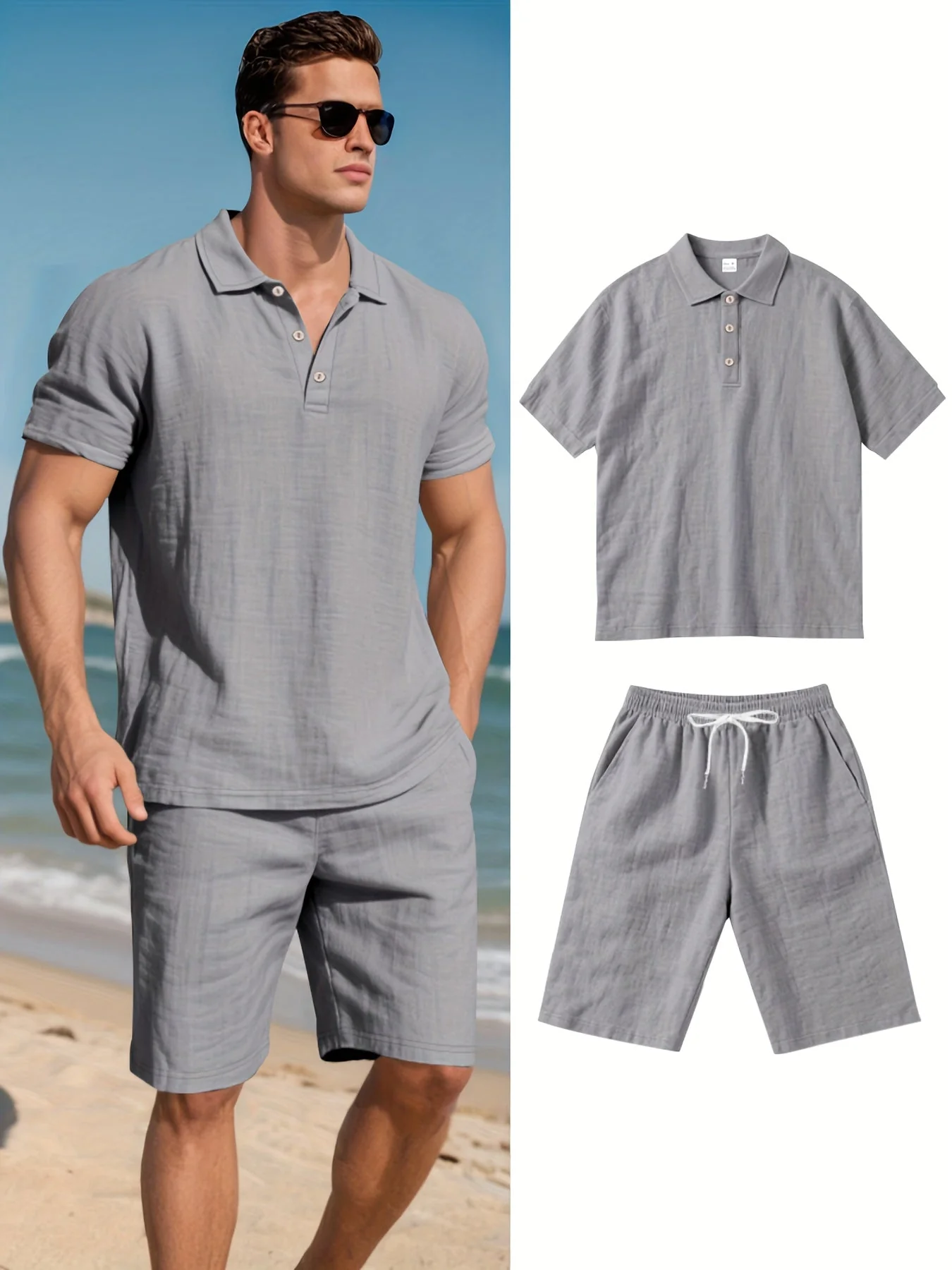 Beltran | Men's Linen Beach Set – Neutral Summer Look - Image 7