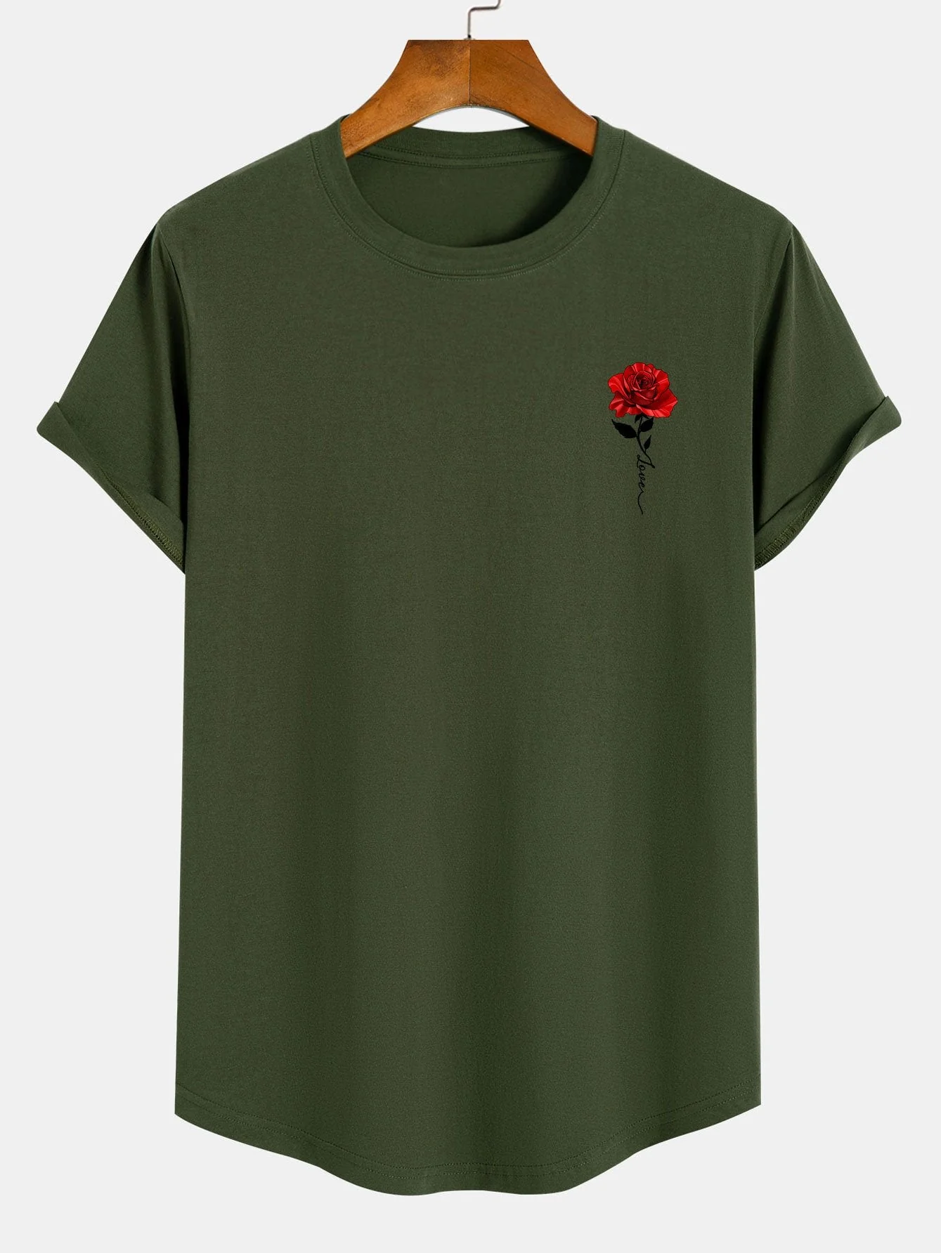 Ben® | Rose Print Cotton Arc Hem T-Shirt - Image 3