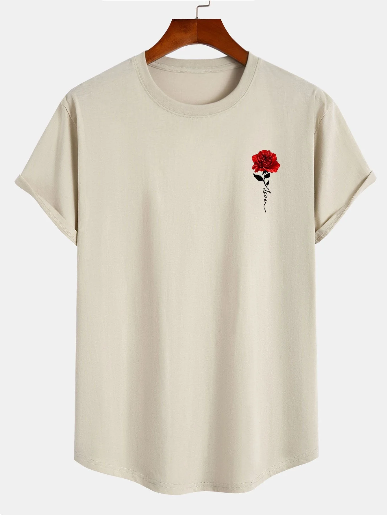 Ben® | Rose Print Cotton Arc Hem T-Shirt - Image 4
