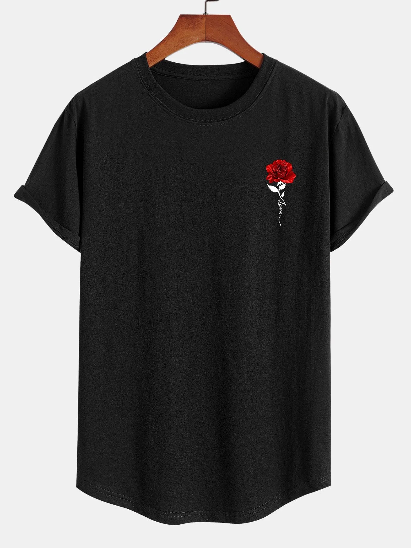 Ben® | Rose Print Cotton Arc Hem T-Shirt - Image 5
