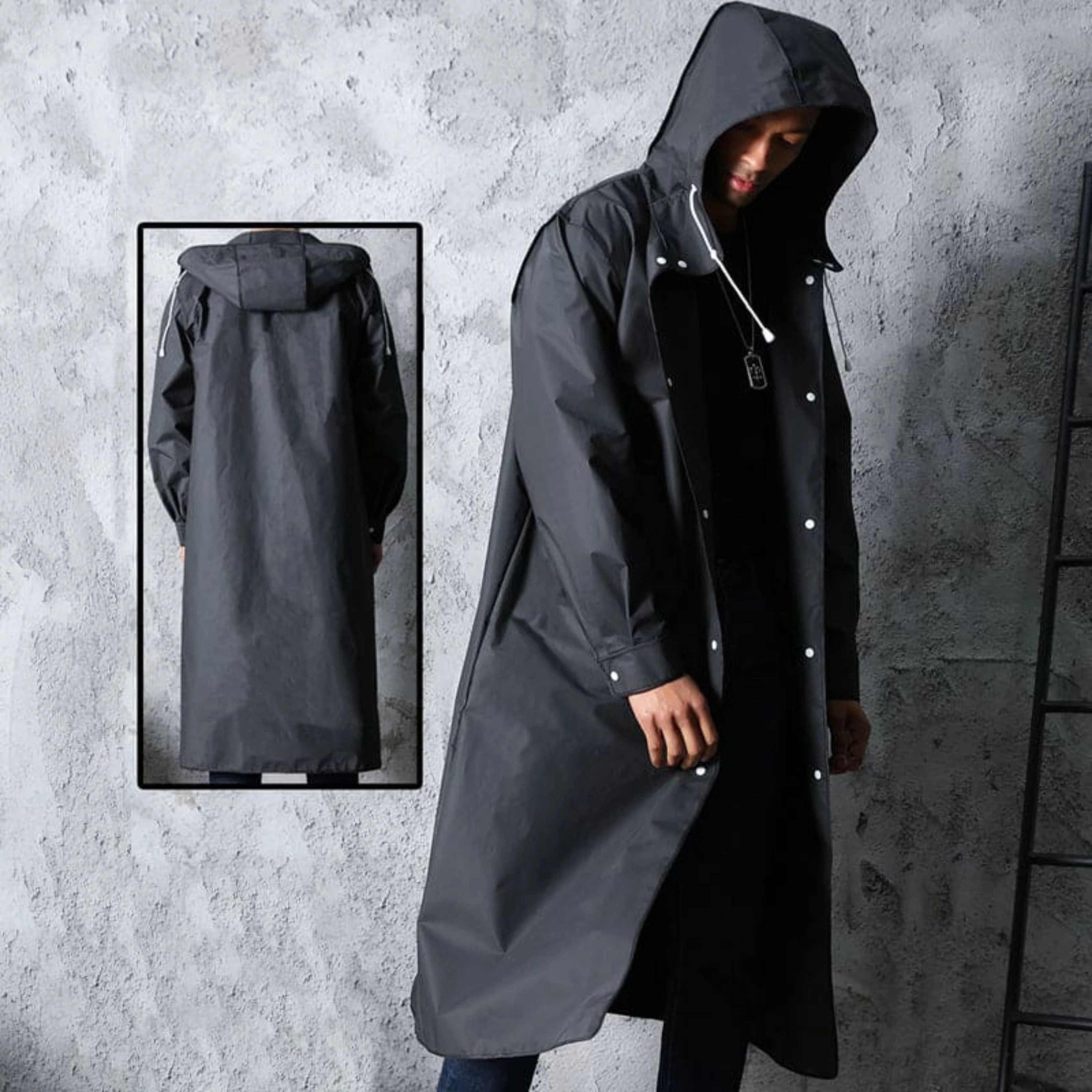 Benedict® | Men's Long Waterproof Hooded Raincoat - Image 5