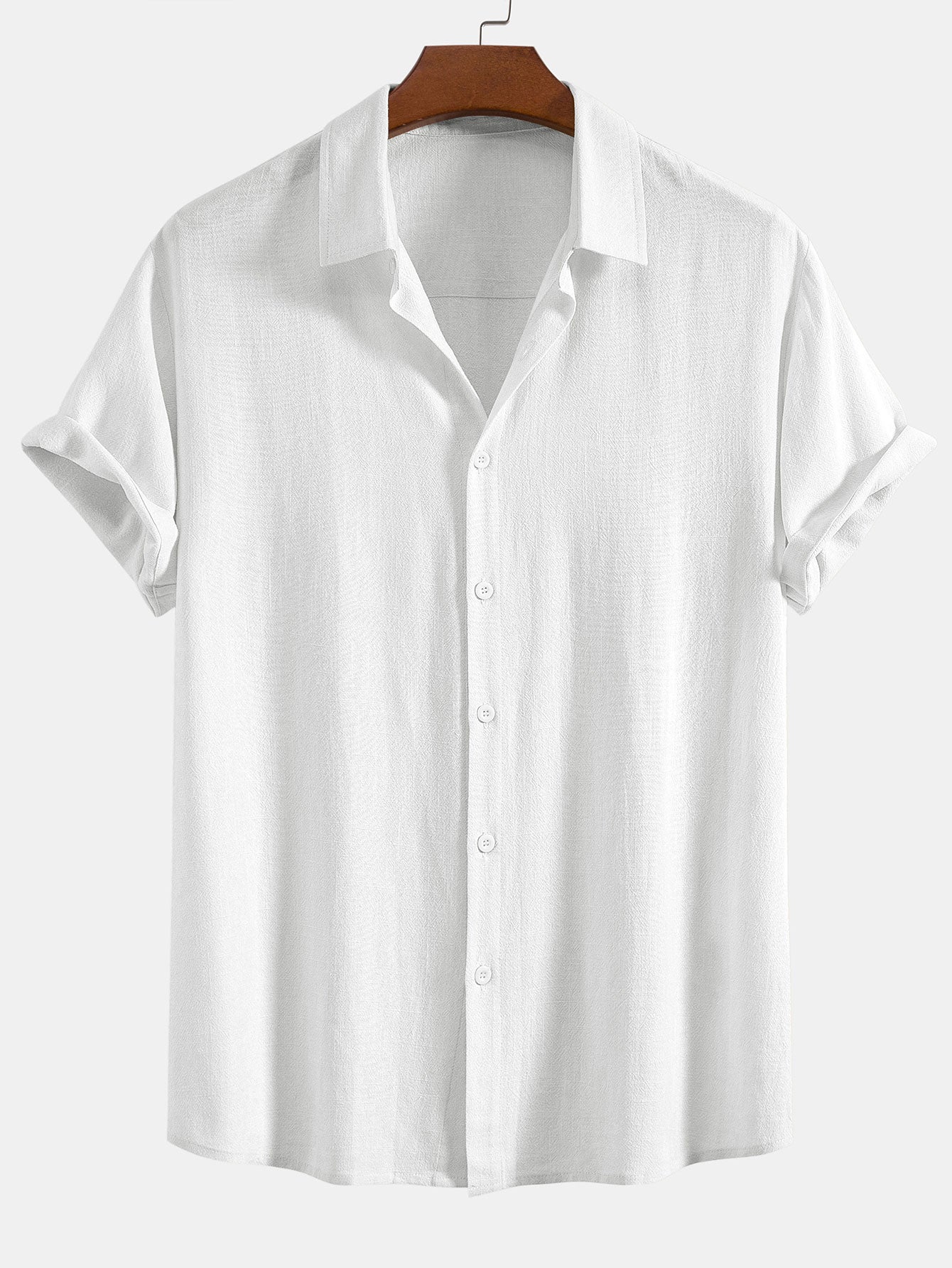 Benicio® | Linen Rayon Blend Button Up Shirt & Geometric Color Block Print Swim Shorts - Image 3