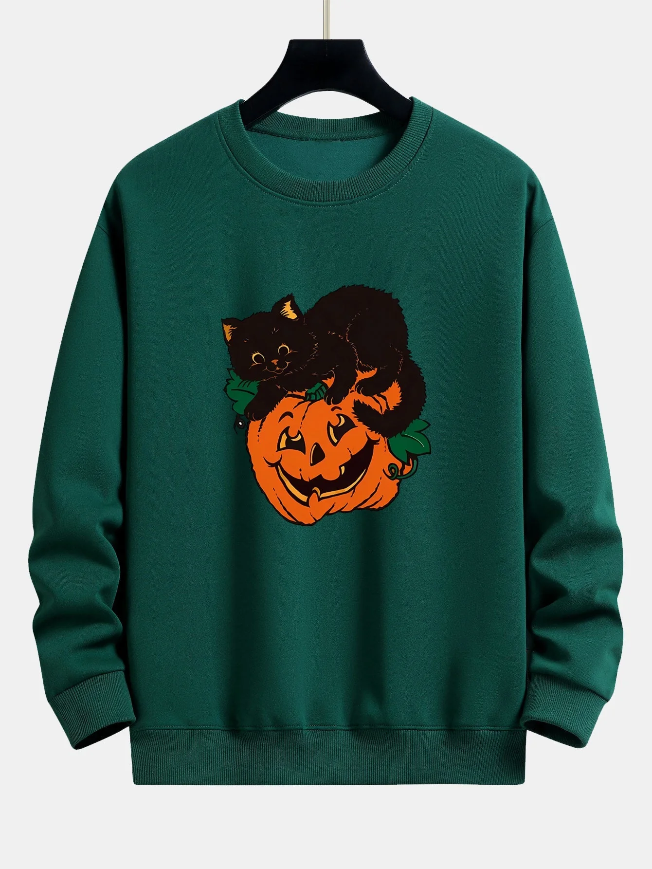 Benicio® | Pumpkin Black Cat Print Relax Fit Sweatshirt - Image 10