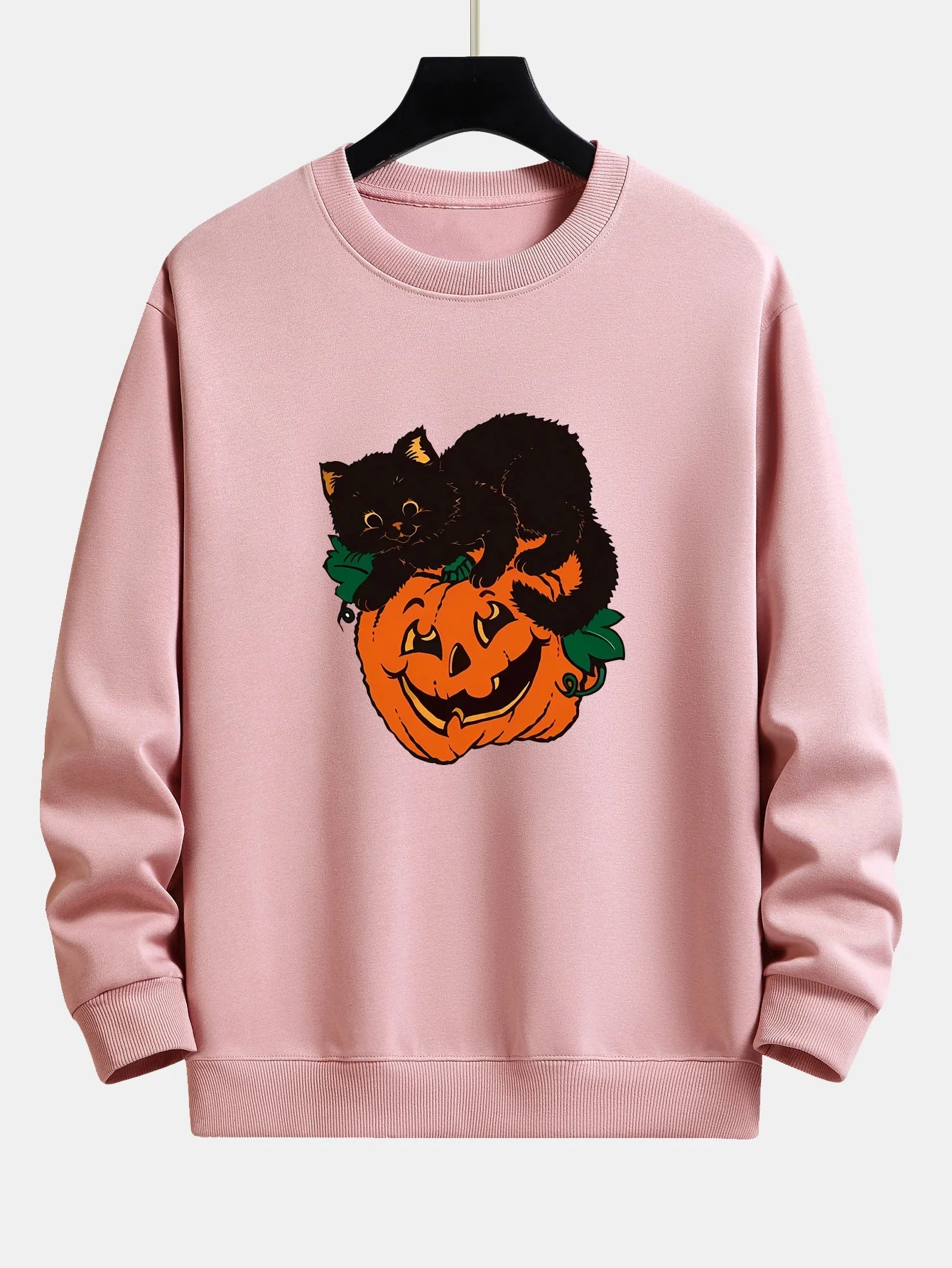 Benicio® | Pumpkin Black Cat Print Relax Fit Sweatshirt - Image 3