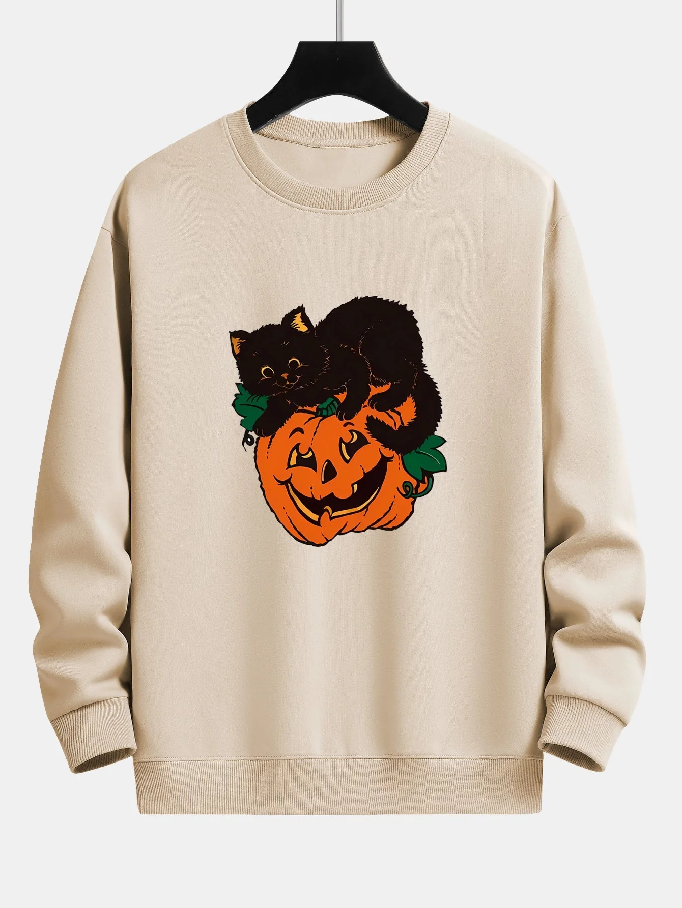 Benicio® | Pumpkin Black Cat Print Relax Fit Sweatshirt - Image 4