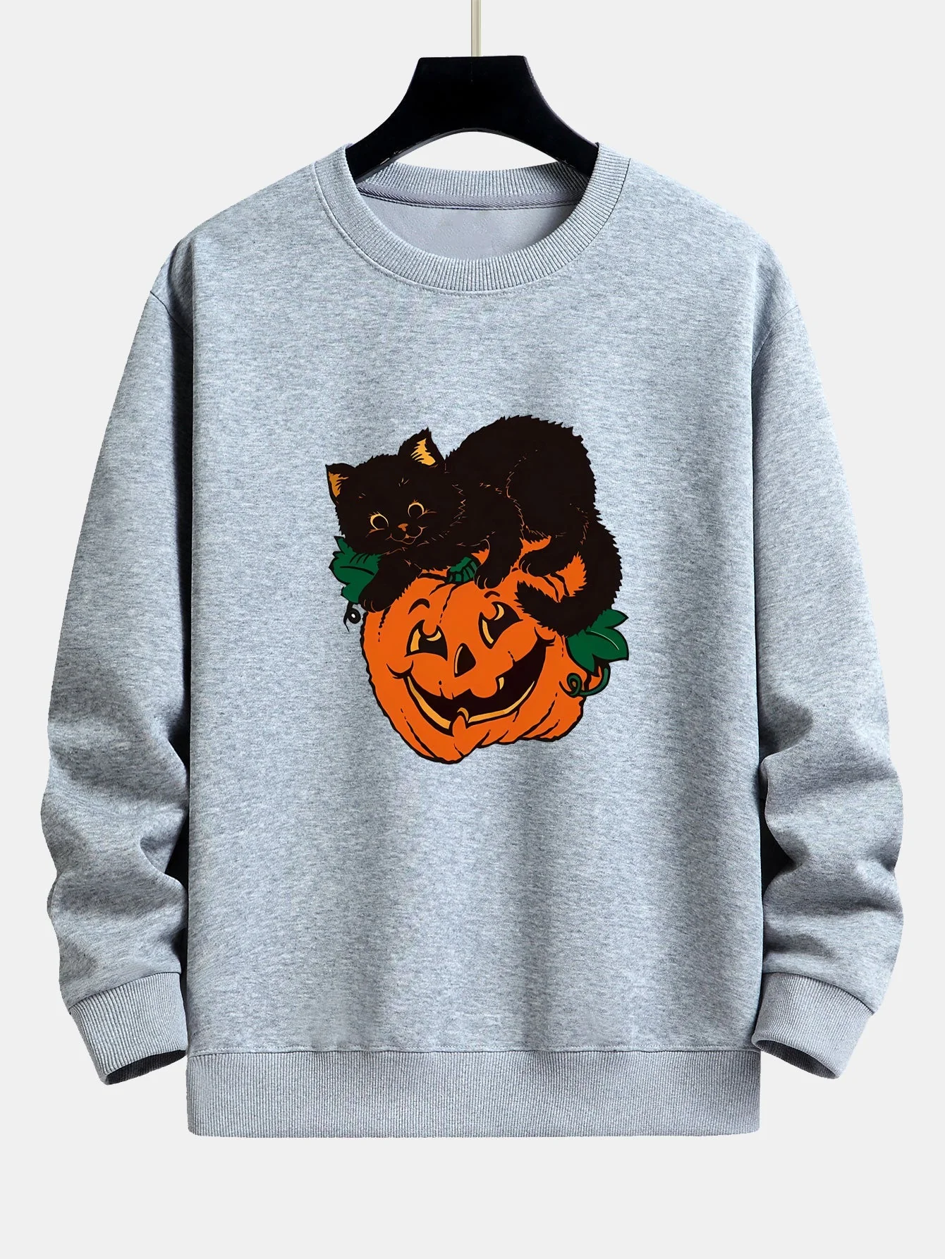 Benicio® | Pumpkin Black Cat Print Relax Fit Sweatshirt - Image 5