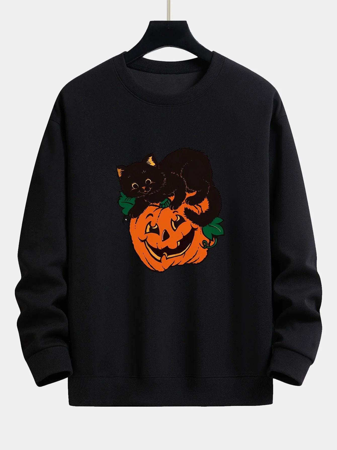 Benicio® | Pumpkin Black Cat Print Relax Fit Sweatshirt - Image 6