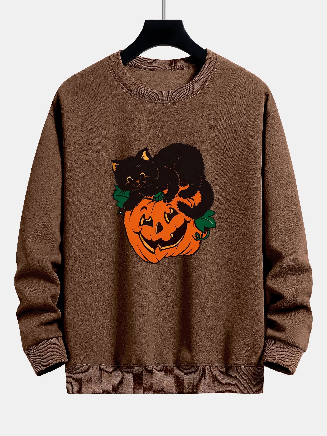Benicio® | Pumpkin Black Cat Print Relax Fit Sweatshirt - Image 9
