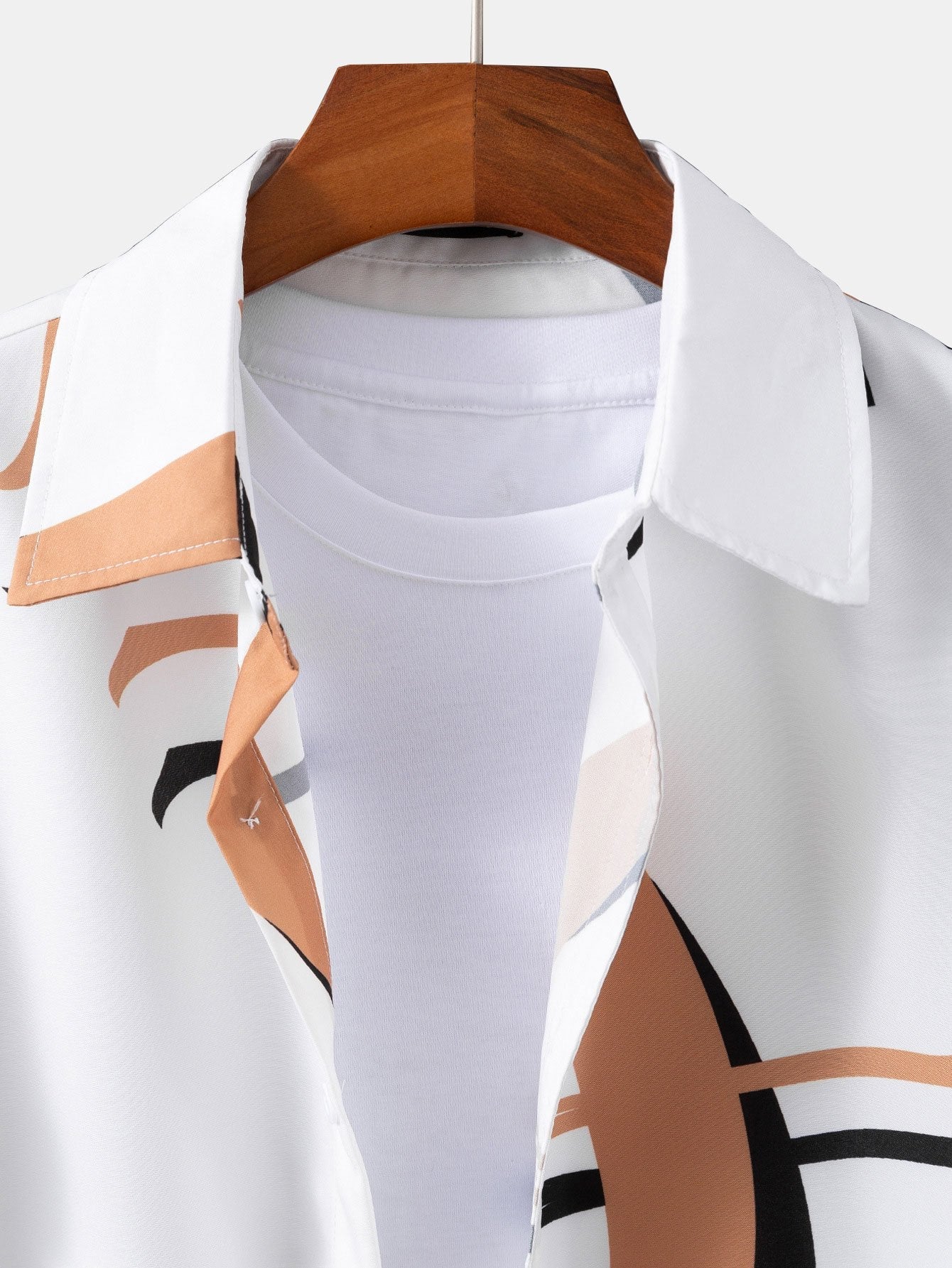 Benito® | Abstract Print Button Up Shirt #Random Pattern Design# & Swim Shorts - Image 5
