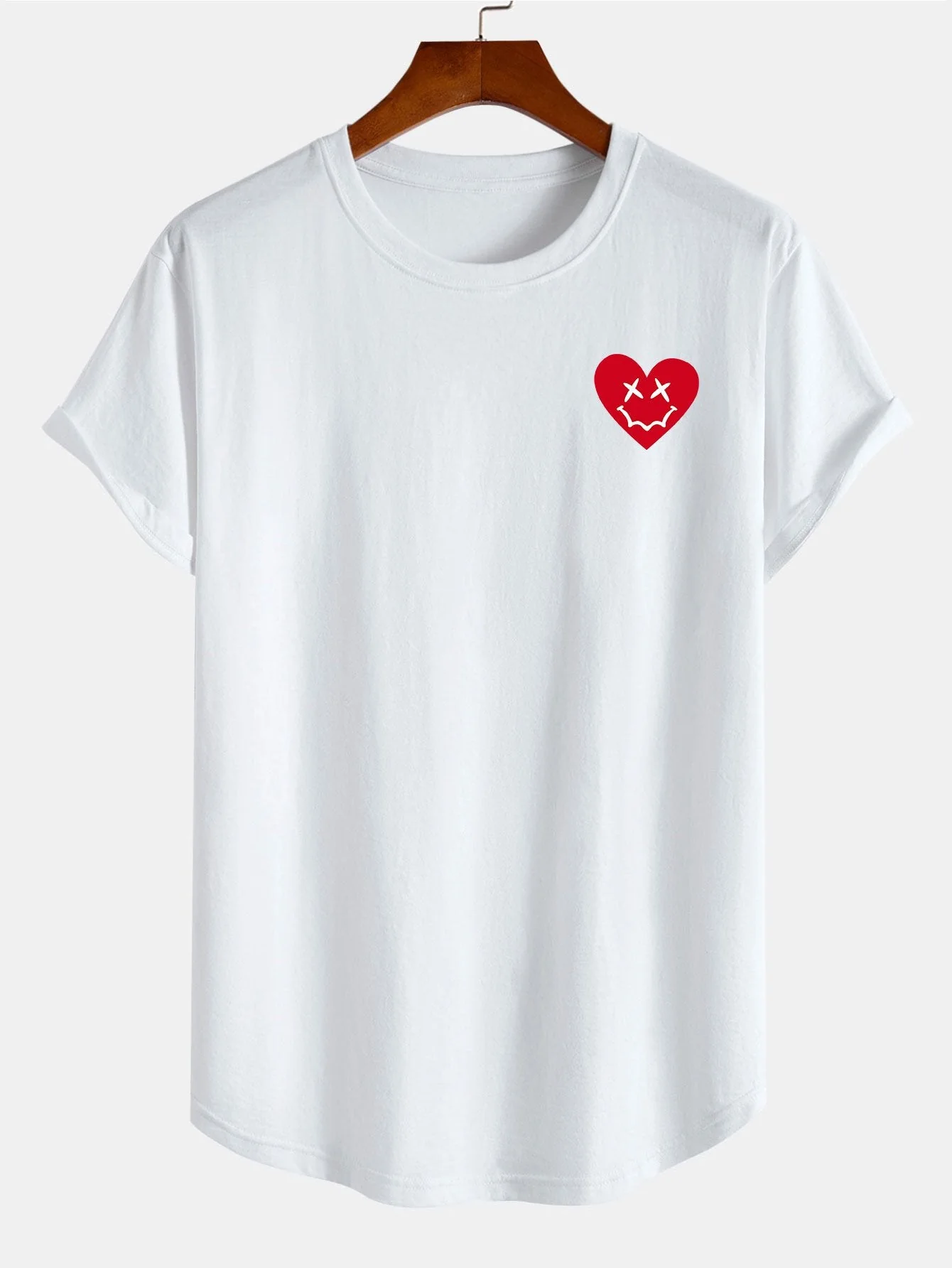 Benjamin® | Heart Smiley Face Print Cotton Arc Hem T-Shirt - Image 2
