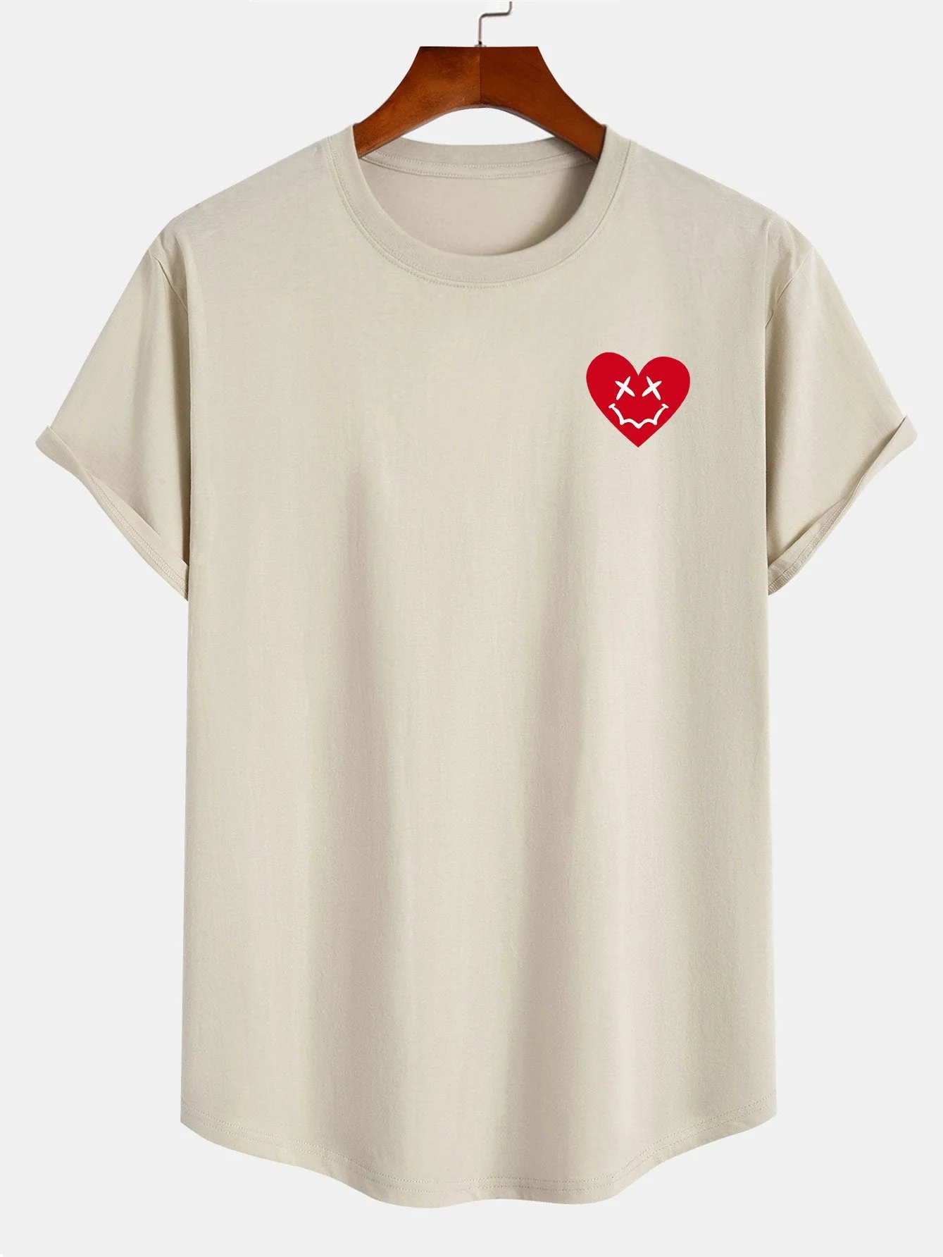 Benjamin® | Heart Smiley Face Print Cotton Arc Hem T-Shirt - Image 3