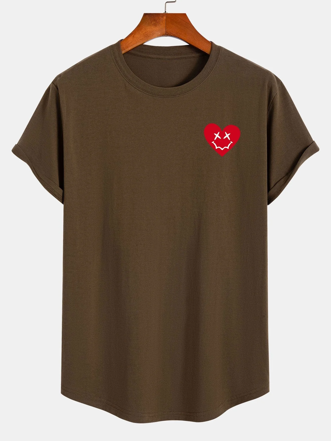 Benjamin® | Heart Smiley Face Print Cotton Arc Hem T-Shirt - Image 4