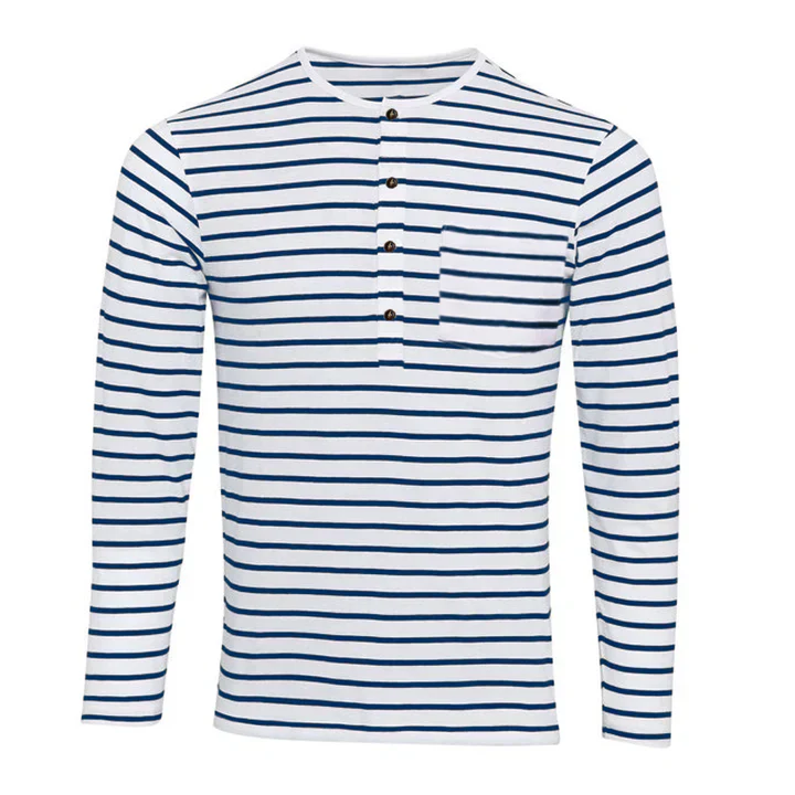 Benjamin® | Striped Long-Sleeved Shirt With Henley Collar - Image 3