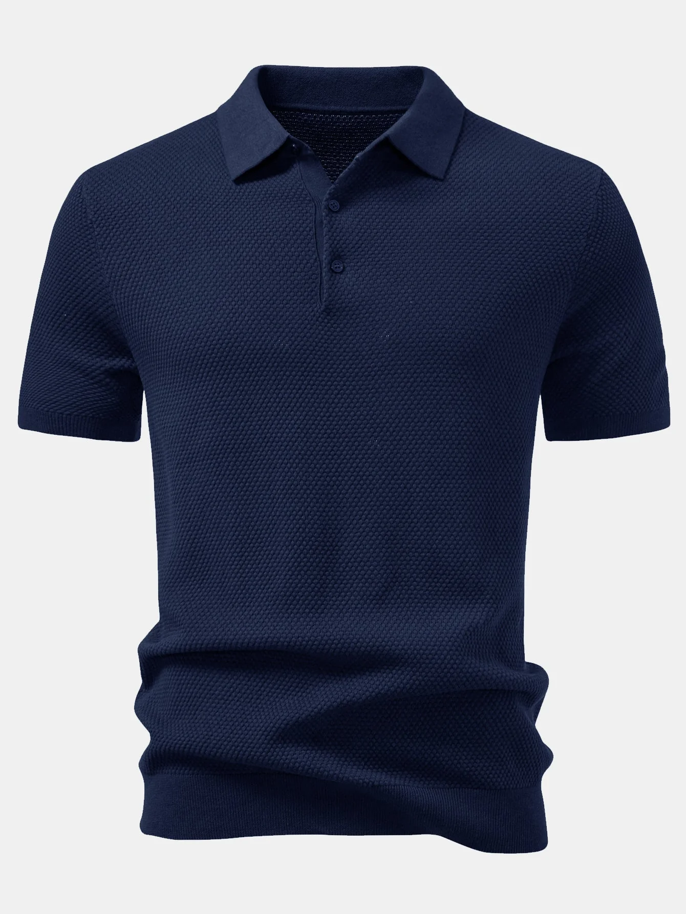 Benjamin | Pineapple Texture Knitted Polo Shirt