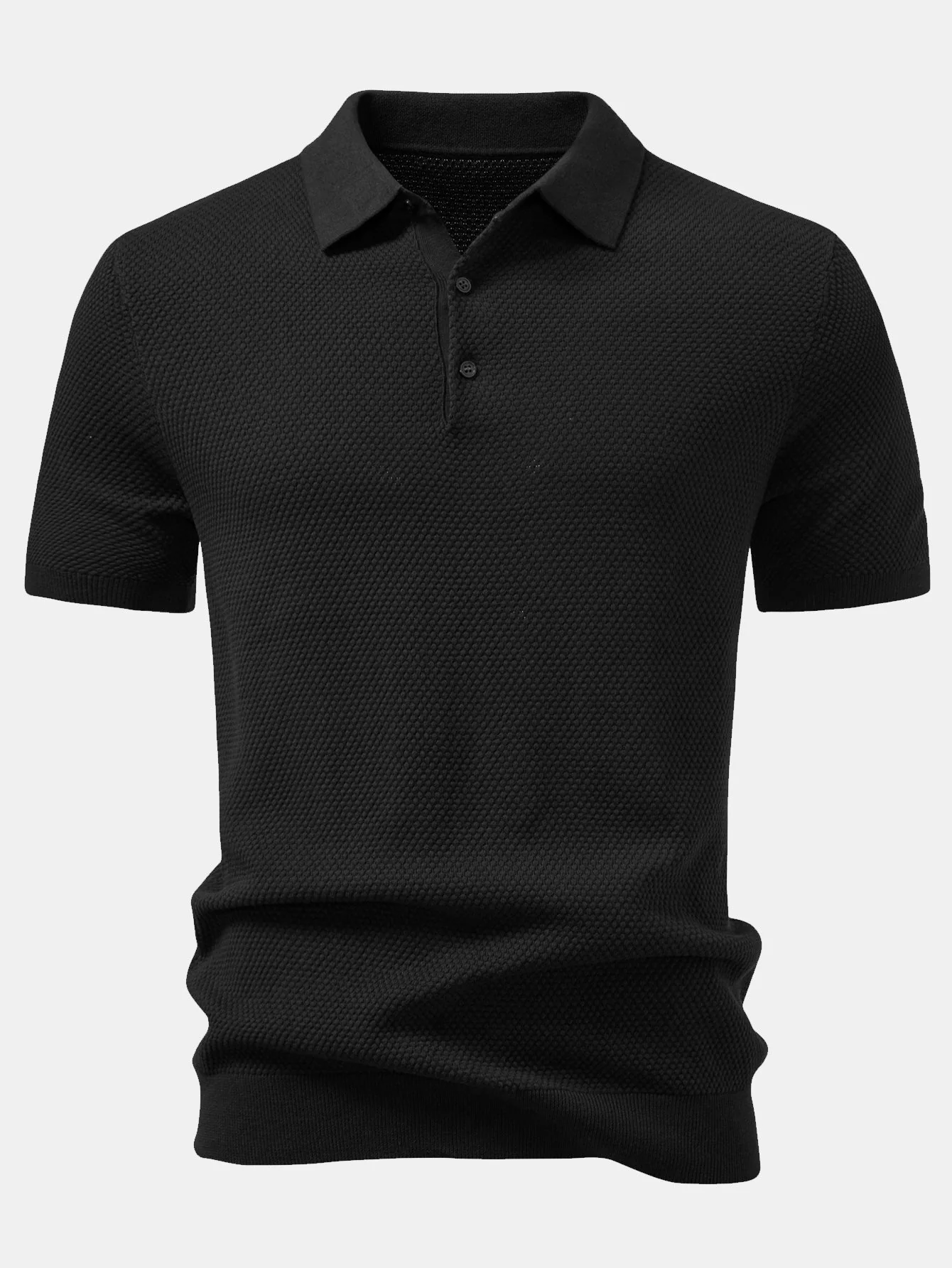 Benjamin | Pineapple Texture Knitted Polo Shirt - Image 12