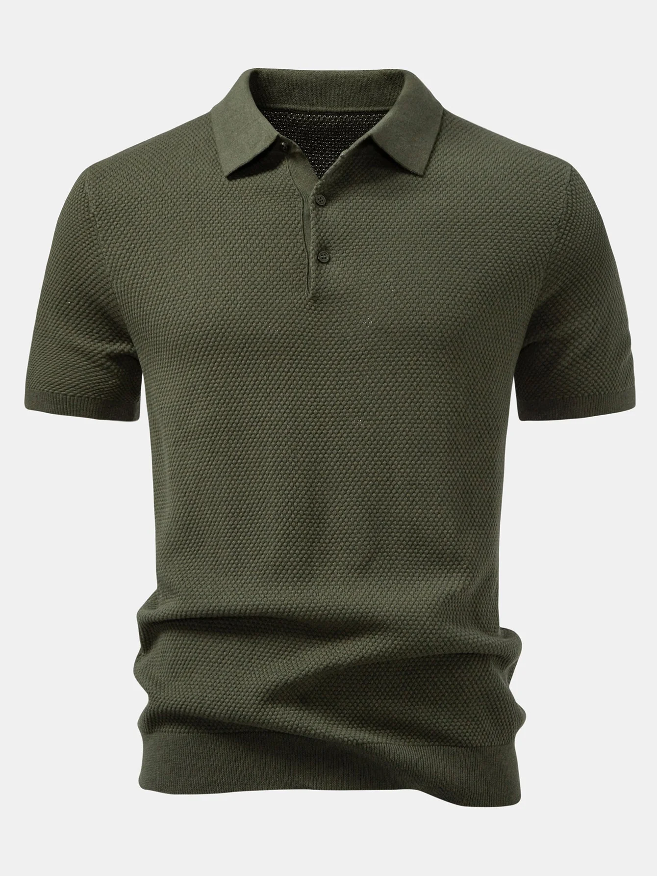 Benjamin | Pineapple Texture Knitted Polo Shirt - Image 14