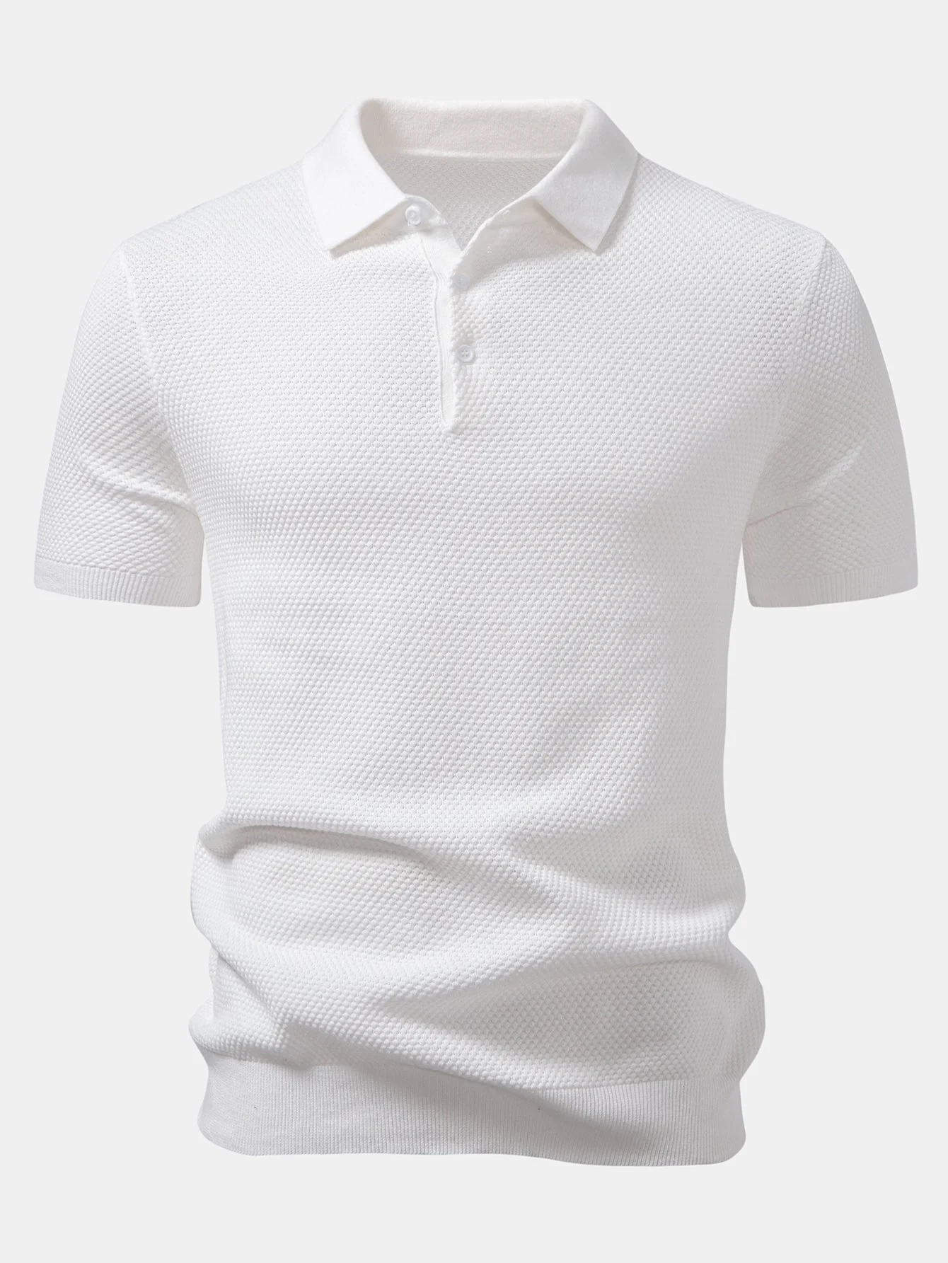 Benjamin | Pineapple Texture Knitted Polo Shirt - Image 16