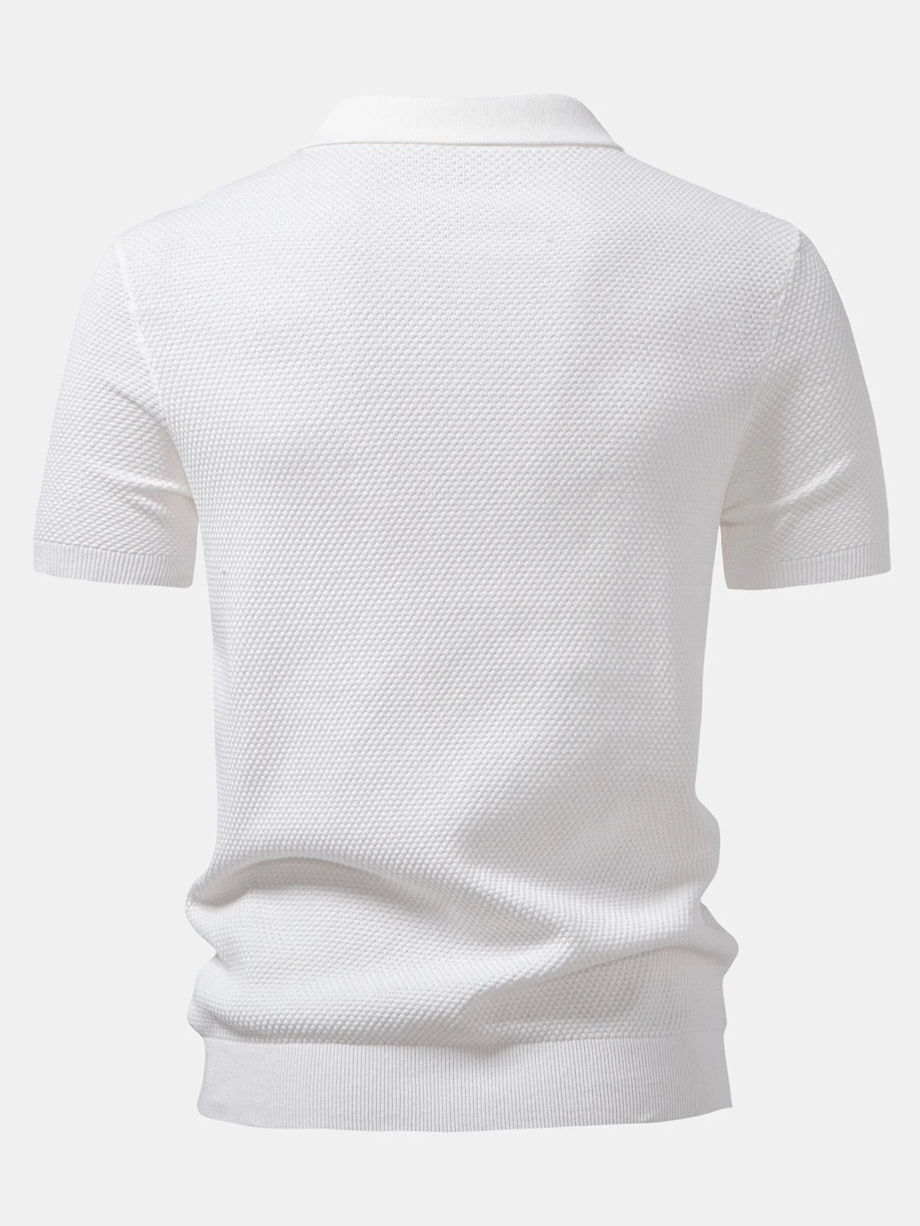 Benjamin | Pineapple Texture Knitted Polo Shirt - Image 2