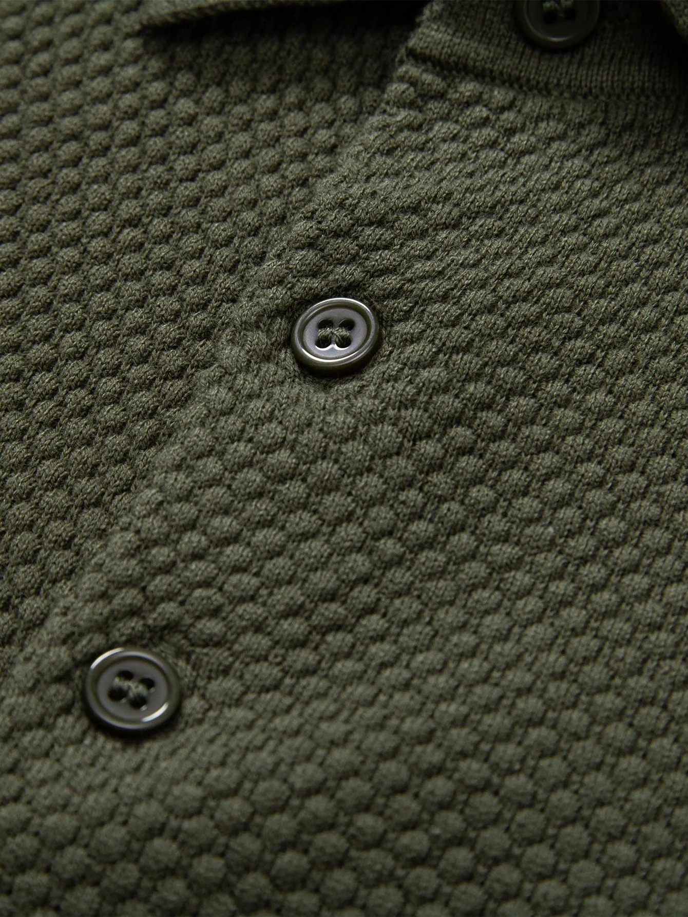 Benjamin | Pineapple Texture Knitted Polo Shirt - Image 5